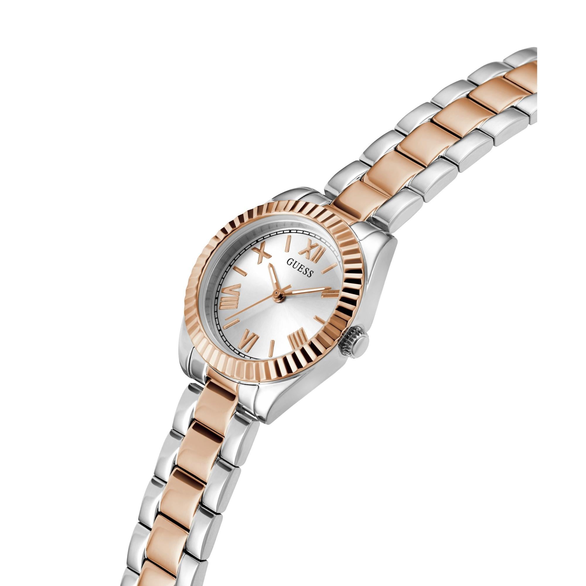 GUESS Mini Luna 2-Tone Analog Silver Dial Steel Strap Ladies Watch GW0687L3