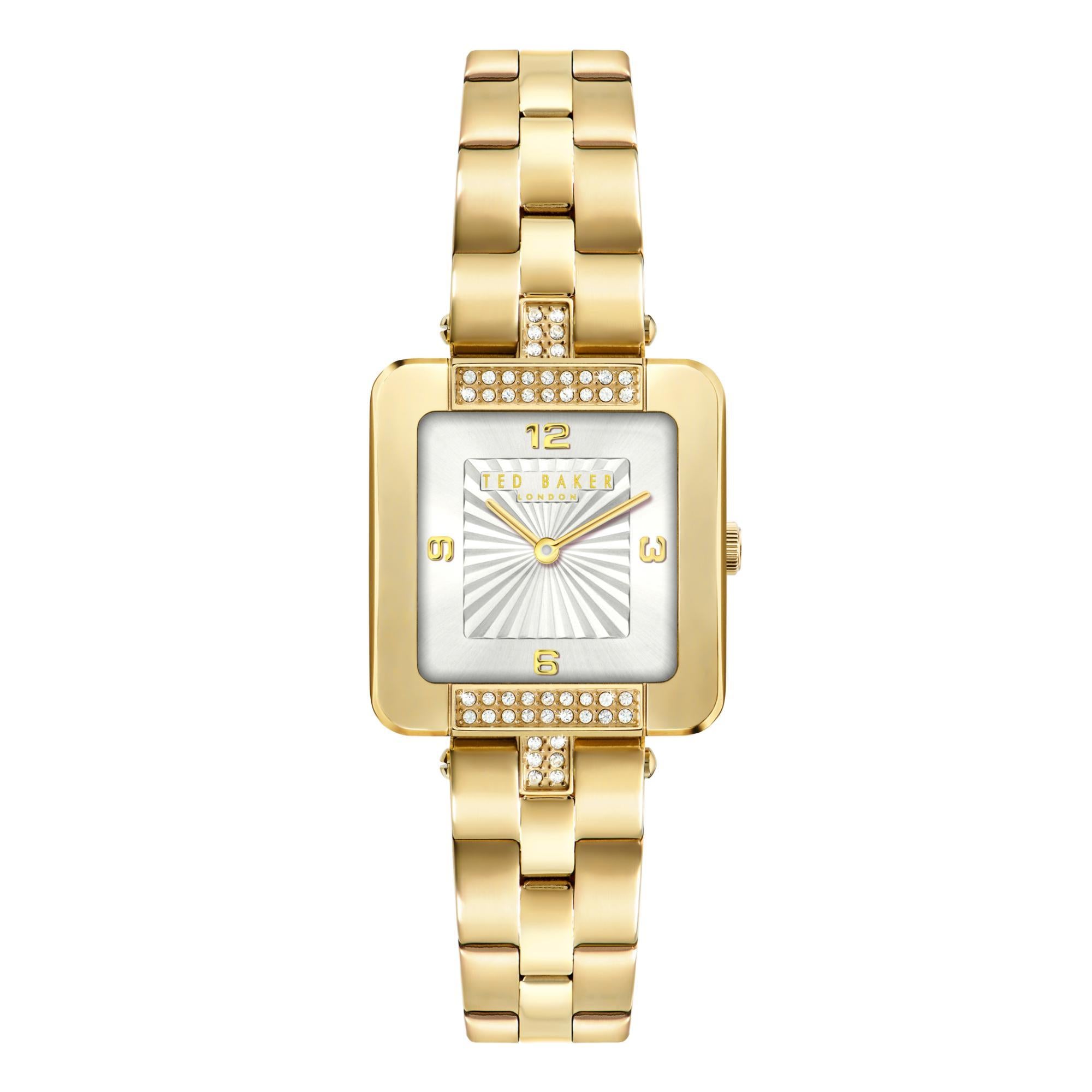 Ted Baker Mayse Multifunktion Goldfarbene Edelstahl Weißes Zifferblatt Damen Uhr BKPMSS304