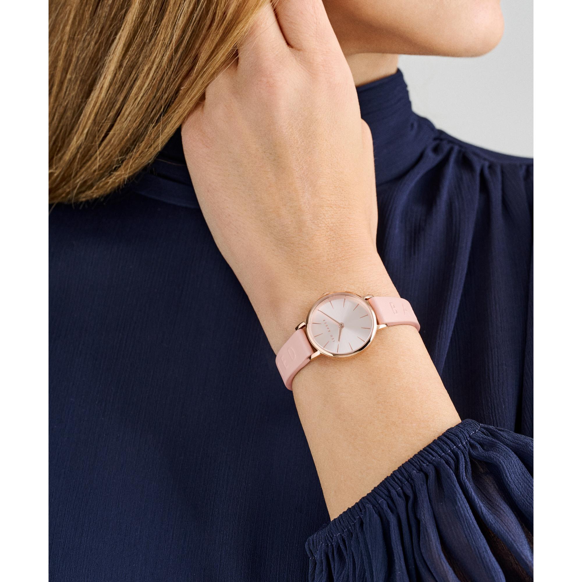 Ted Baker Damen Klassisch Chic Rosa Zifferblatt Lederarmband Uhr BKPSTF402