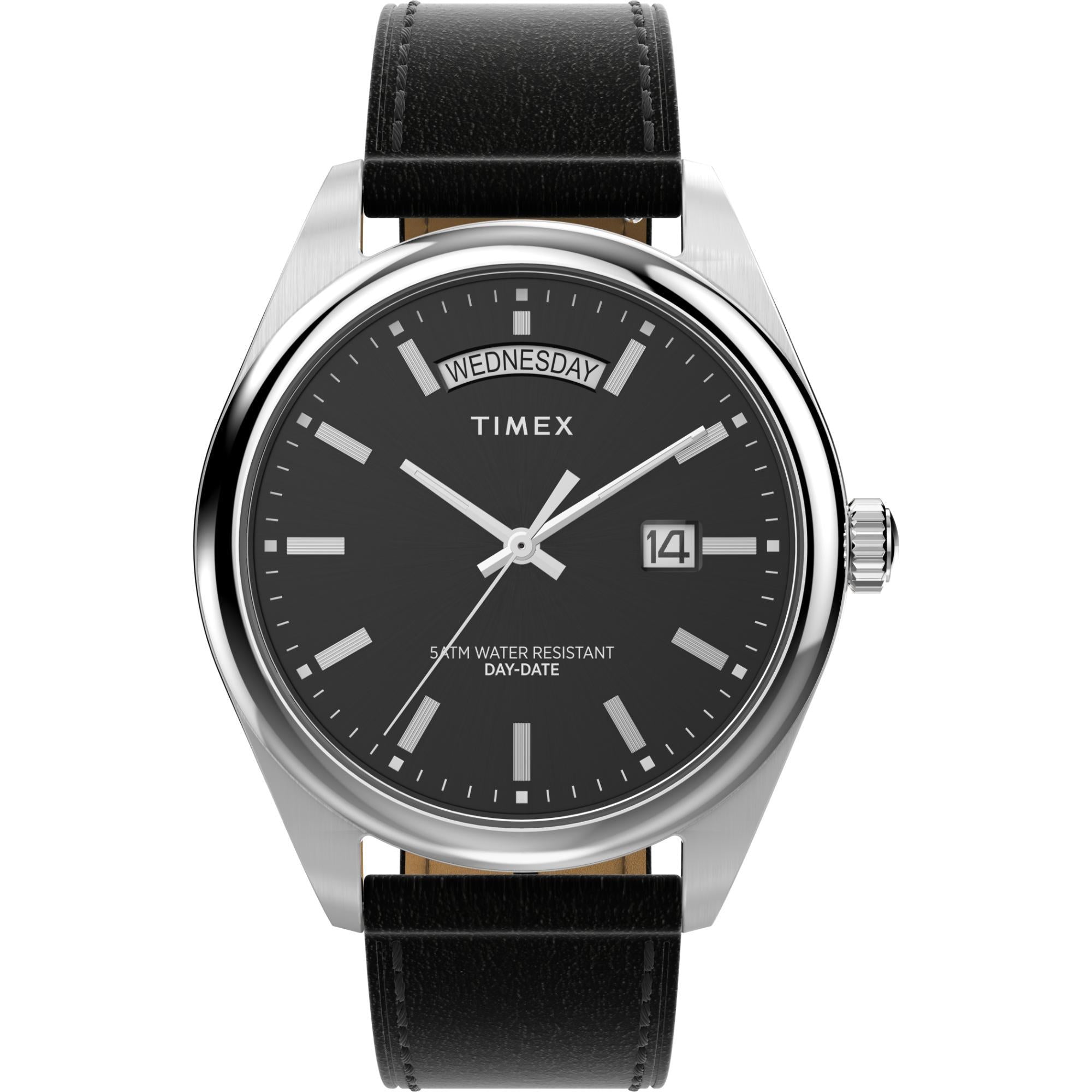 Timex Legacy 41mm Black Dial Leather Mens Quart Watch TW2W57400