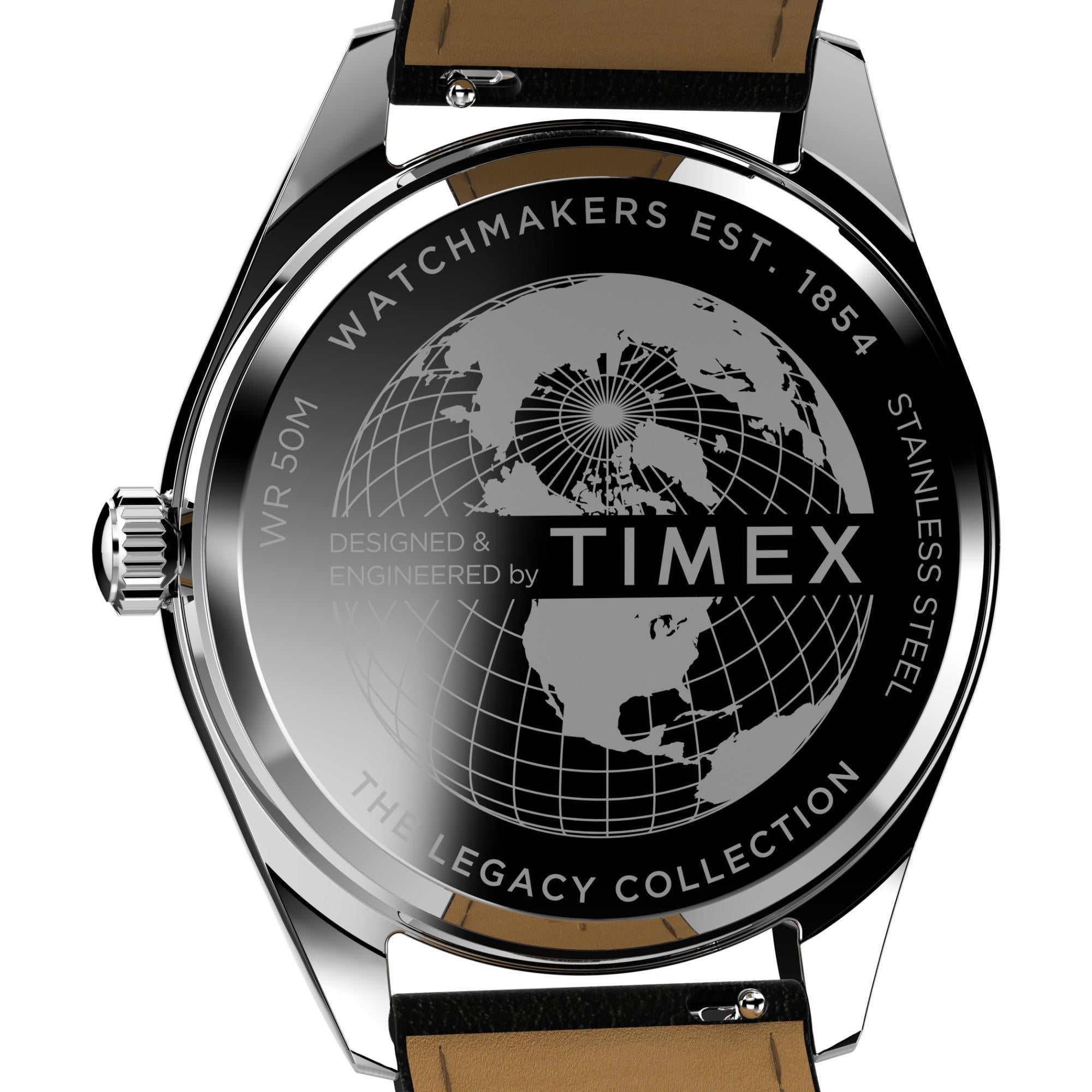 Timex Legacy 41mm Black Dial Leather Mens Quart Watch TW2W57400