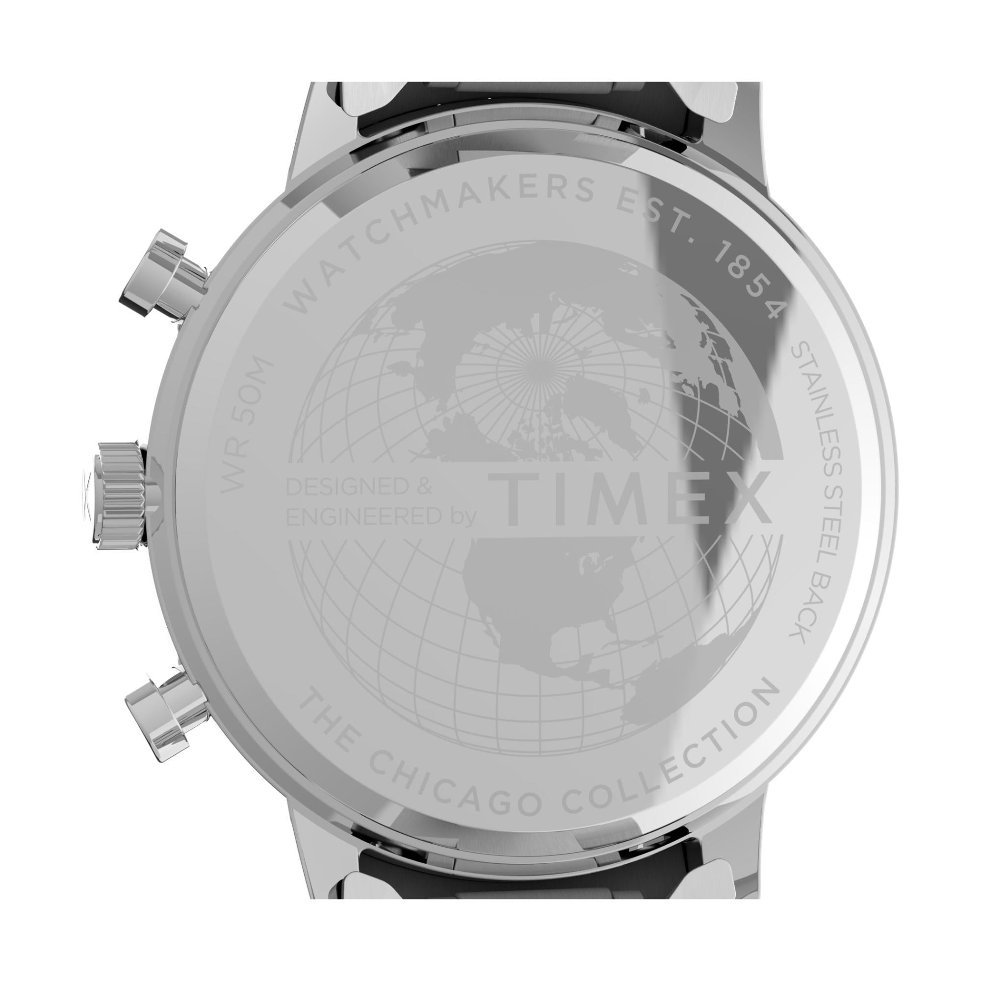 Timex Chicago 45mm Chronograph Black Dial Steel Mens Quartz Watch TW2V01600