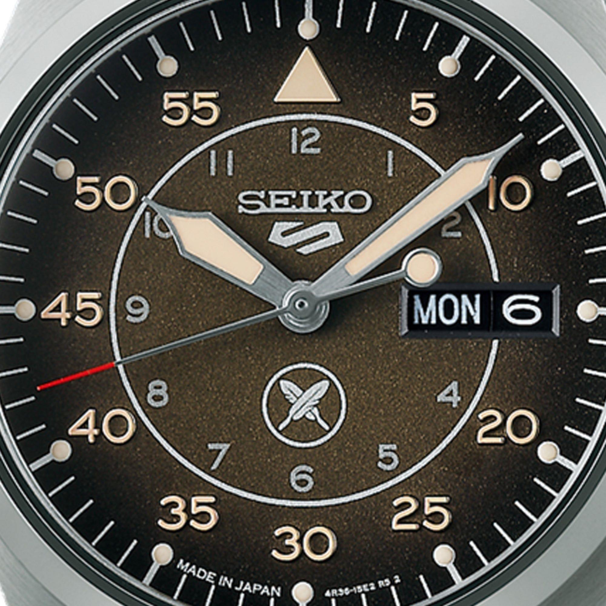 Seiko 5 Sports x Yuto Horigome Limited Edition IV Brown Dial Leather Strap Men's Watch SRPL31K1