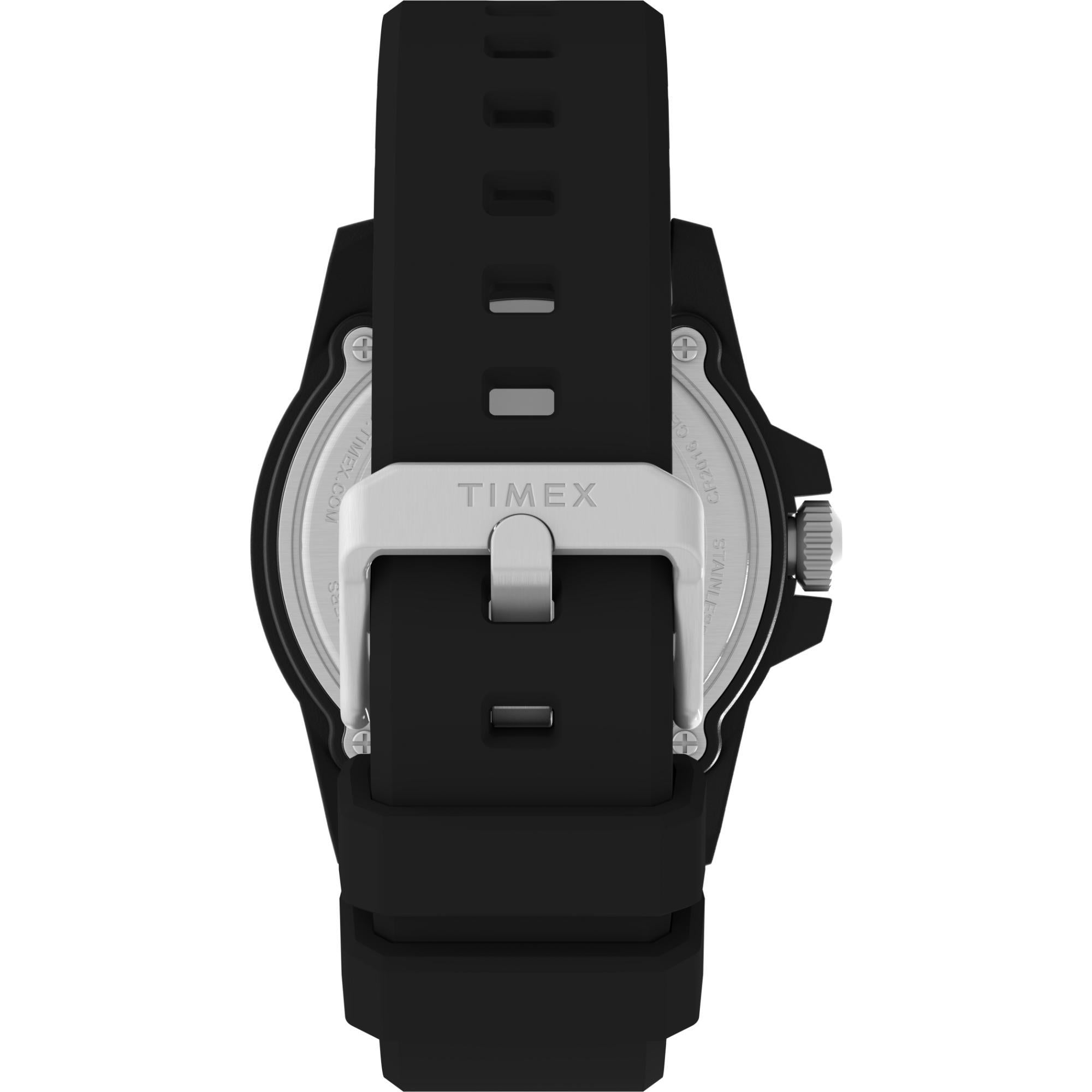 Timex Main Street 42mm Schwarze Zifferblatt Gummi Herren Quarz Uhr TW5M61200