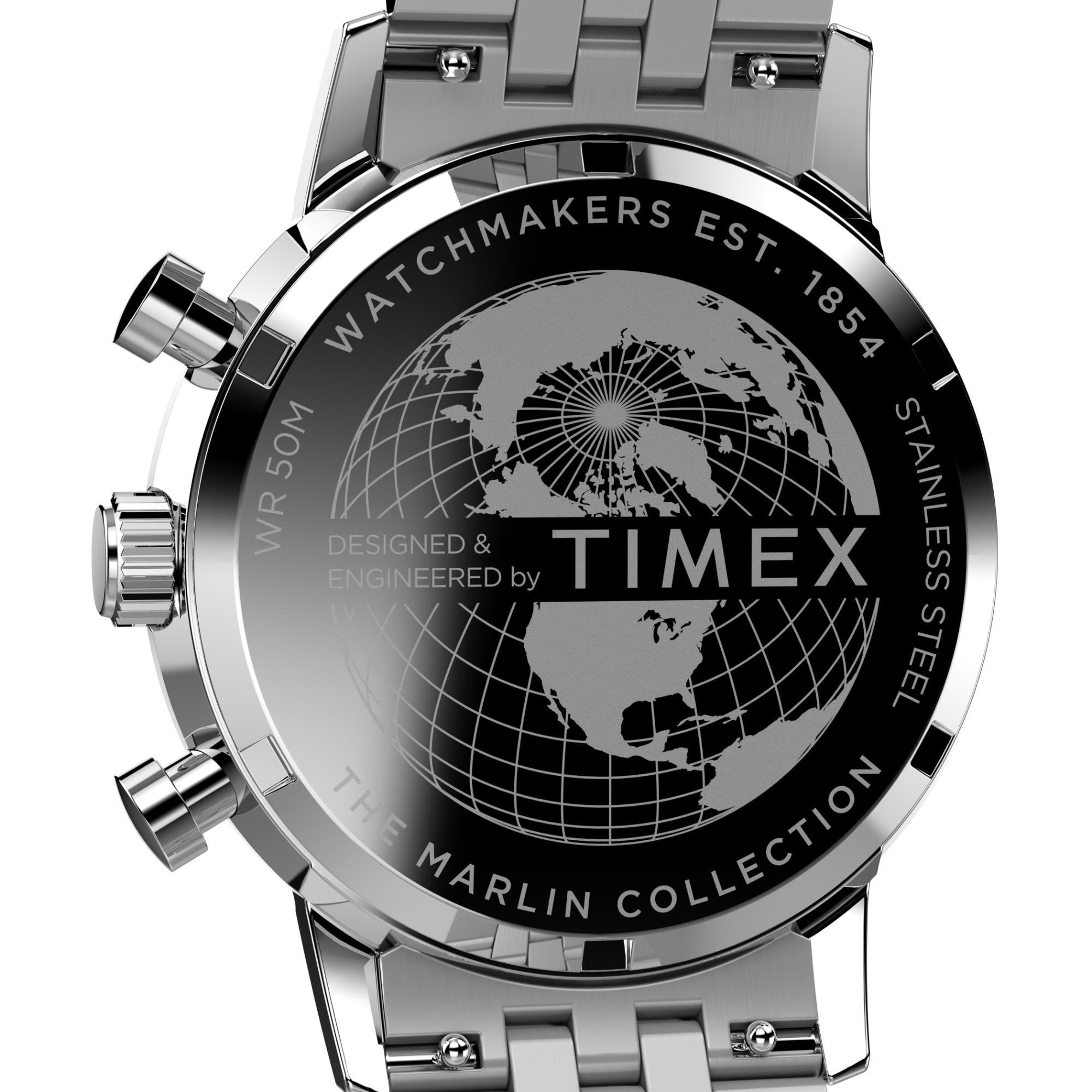 Timex Marlin 40mm Chronograph Silver Dial Steel Mens Quartz Watch TW2W10400