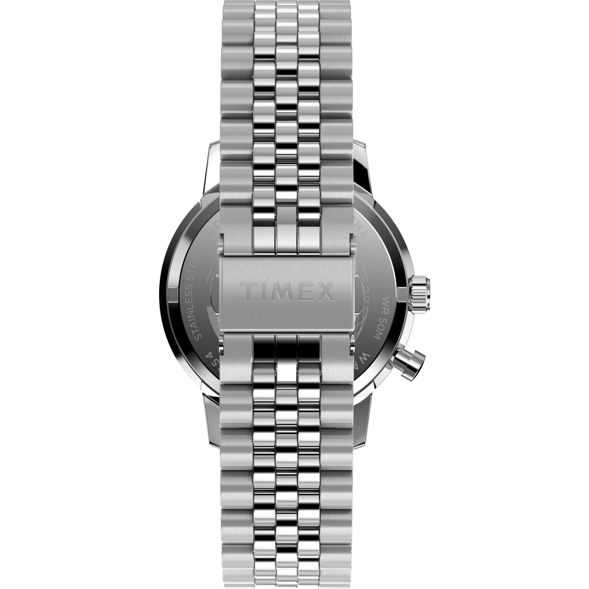 Timex Marlin TW2W51300 stainless steel bracelet and signed clasp detail