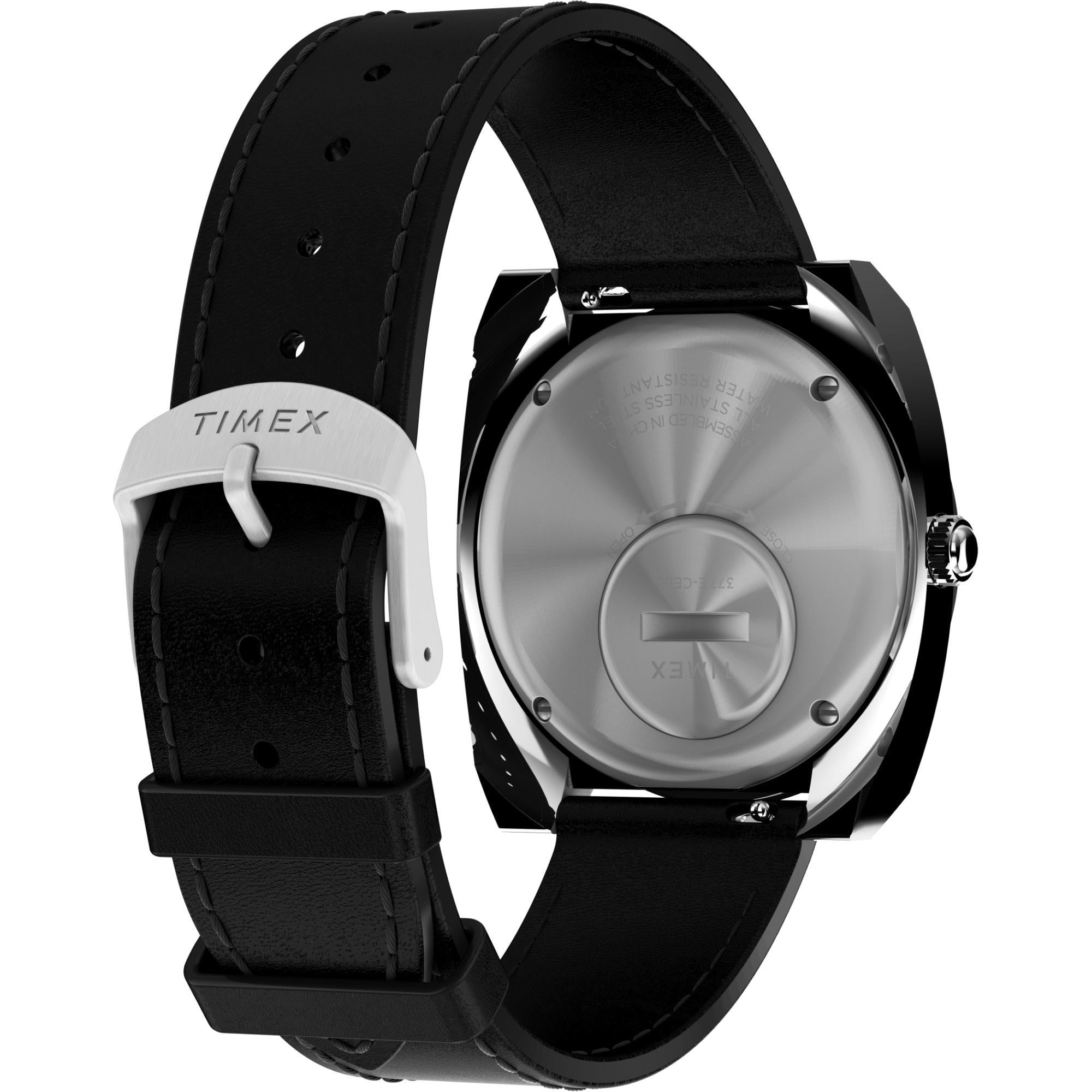 Timex Weltzeit 39mm Schwarze Zifferblatt Leder Herren Quarz Uhr TW2V69500