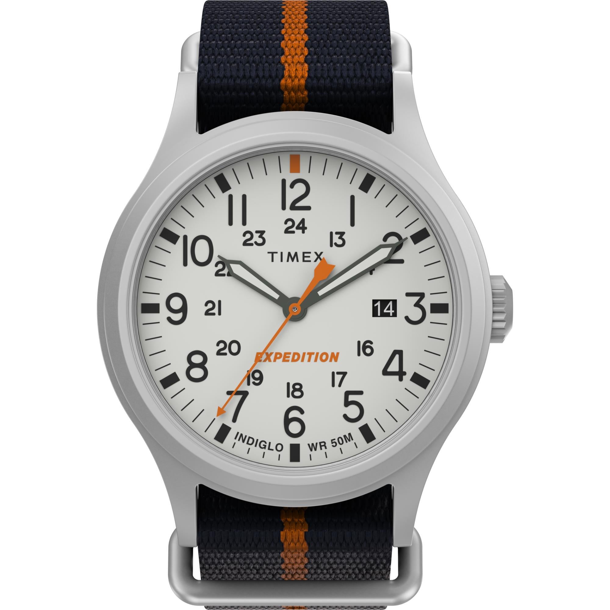 Timex Expedition North® Sierra IP Silber Gehäuse Weiße Zifferblatt Blauer Stoffarmband Herren Uhr TW2V22800