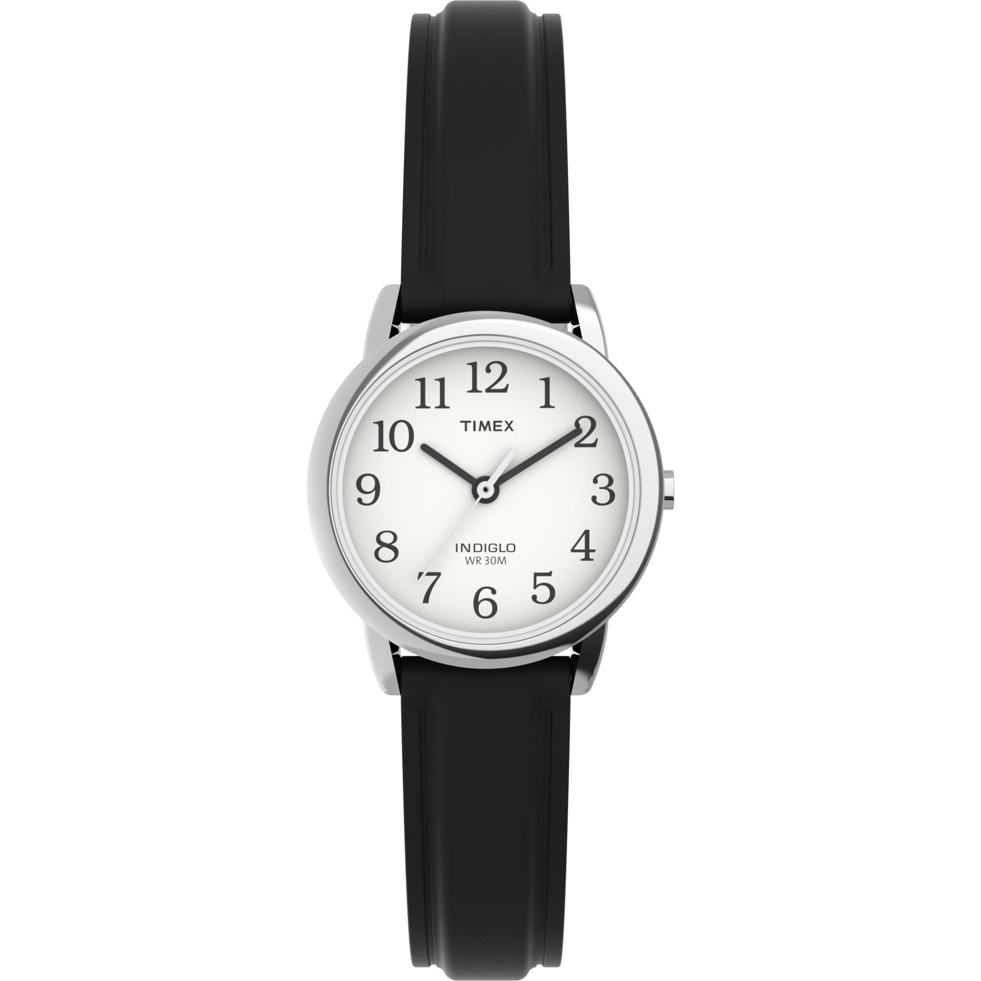 Timex Easy Reader 25mm White Dial Black Leather Ladies Quartz Watch T20441