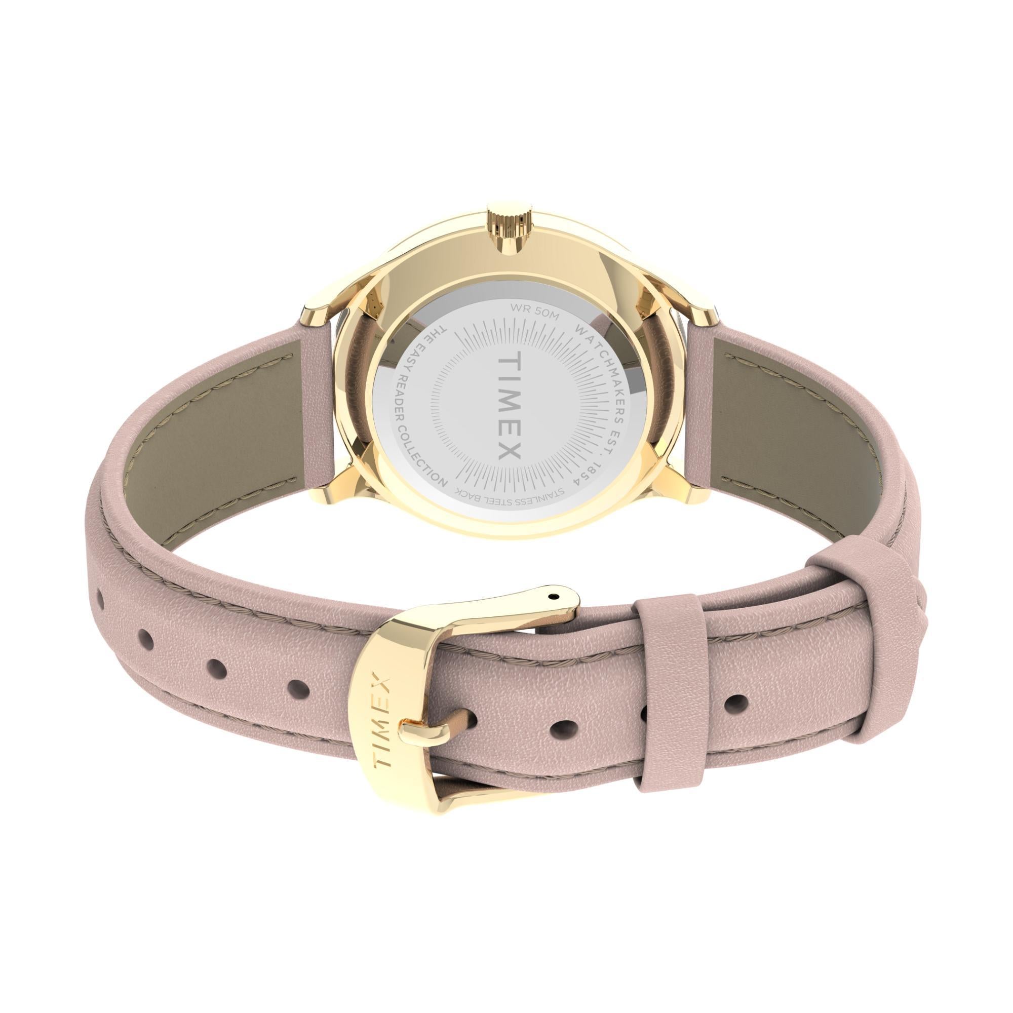 Timex Easy Reader 32mm White Dial Leather Ladies Quartz Watch TW2V25200