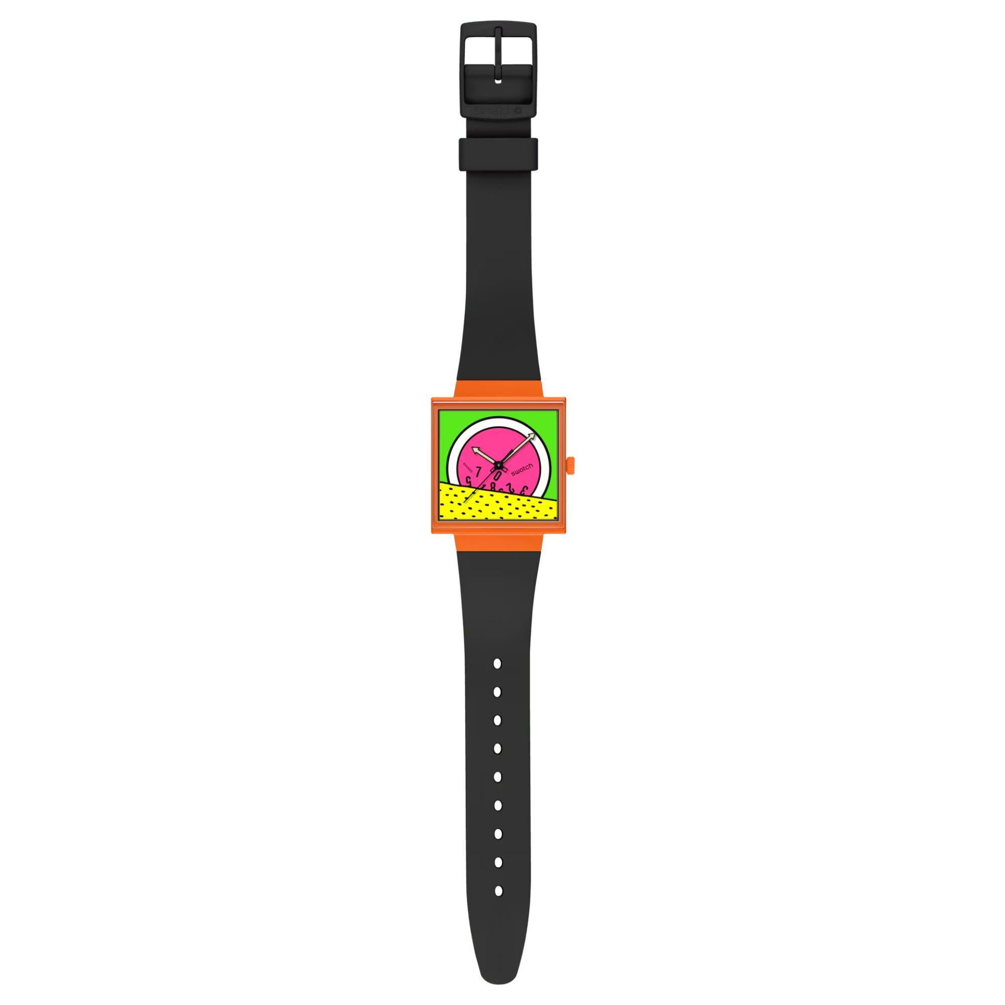 Swatch Break Free Break Time Mehrfarbiges Zifferblatt Bio-basiertes Armband Damen Uhr SO34Z101