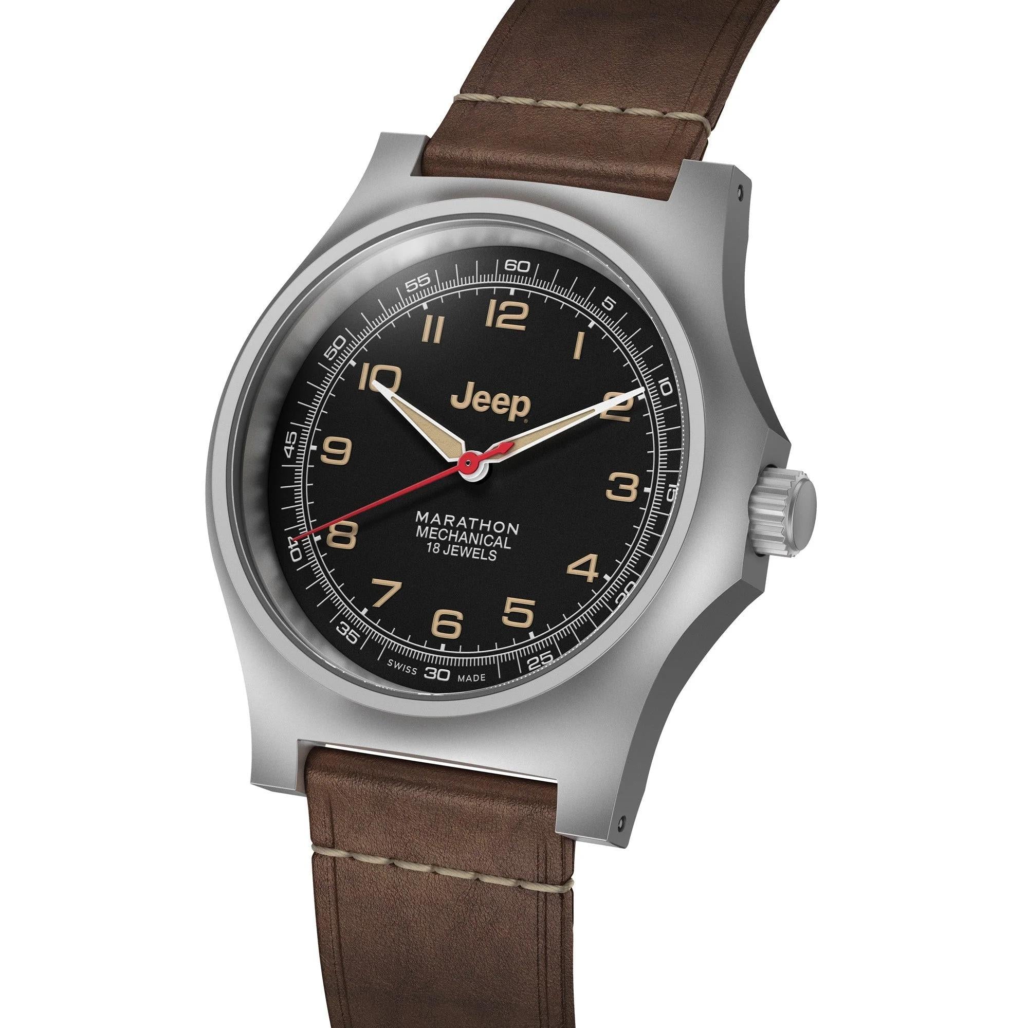 Marathon Jeep® Willys Officer's Mechanical Stainless Steel Black Dial Men's Watch (SSGPM) WW194033SS-4001