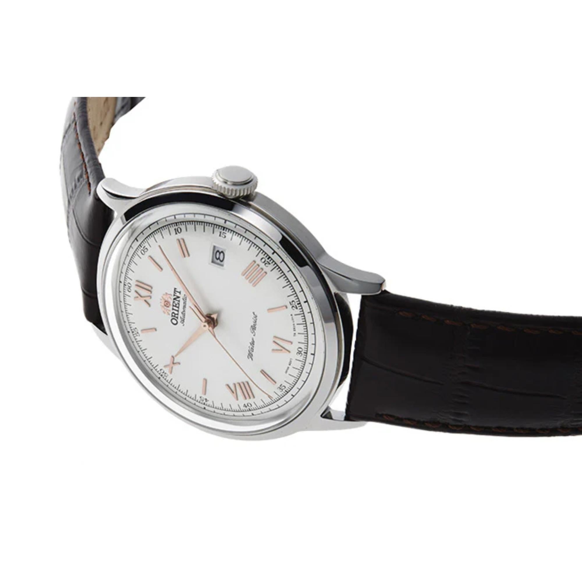 Orient Bambino 40.5mm White Dial Leather Mens Automatic Watch TAC00008W0