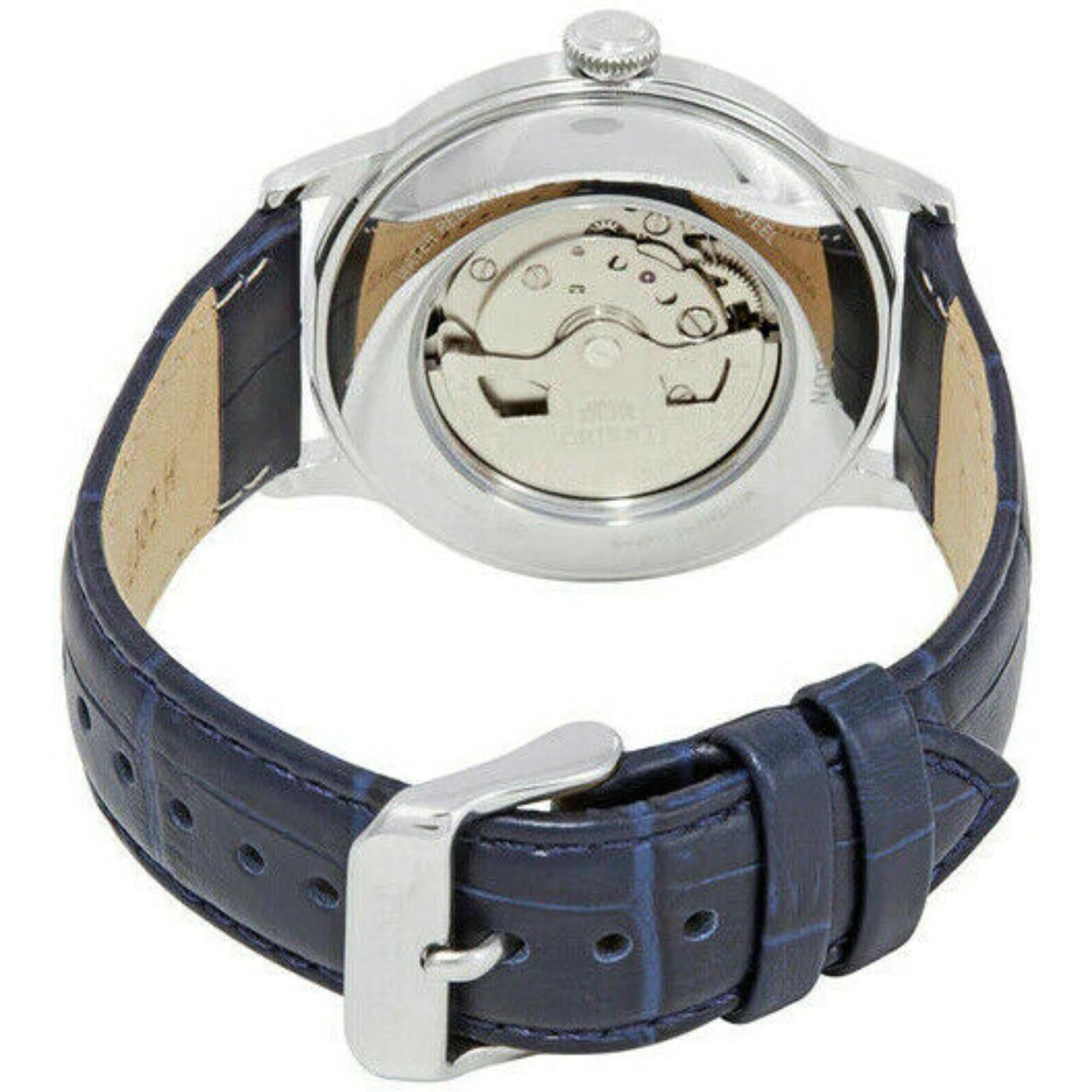 Orient Bambino 40.5mm Open Heart Blue Dial Leather Mens Automatic Watch RA-AG0005L30B