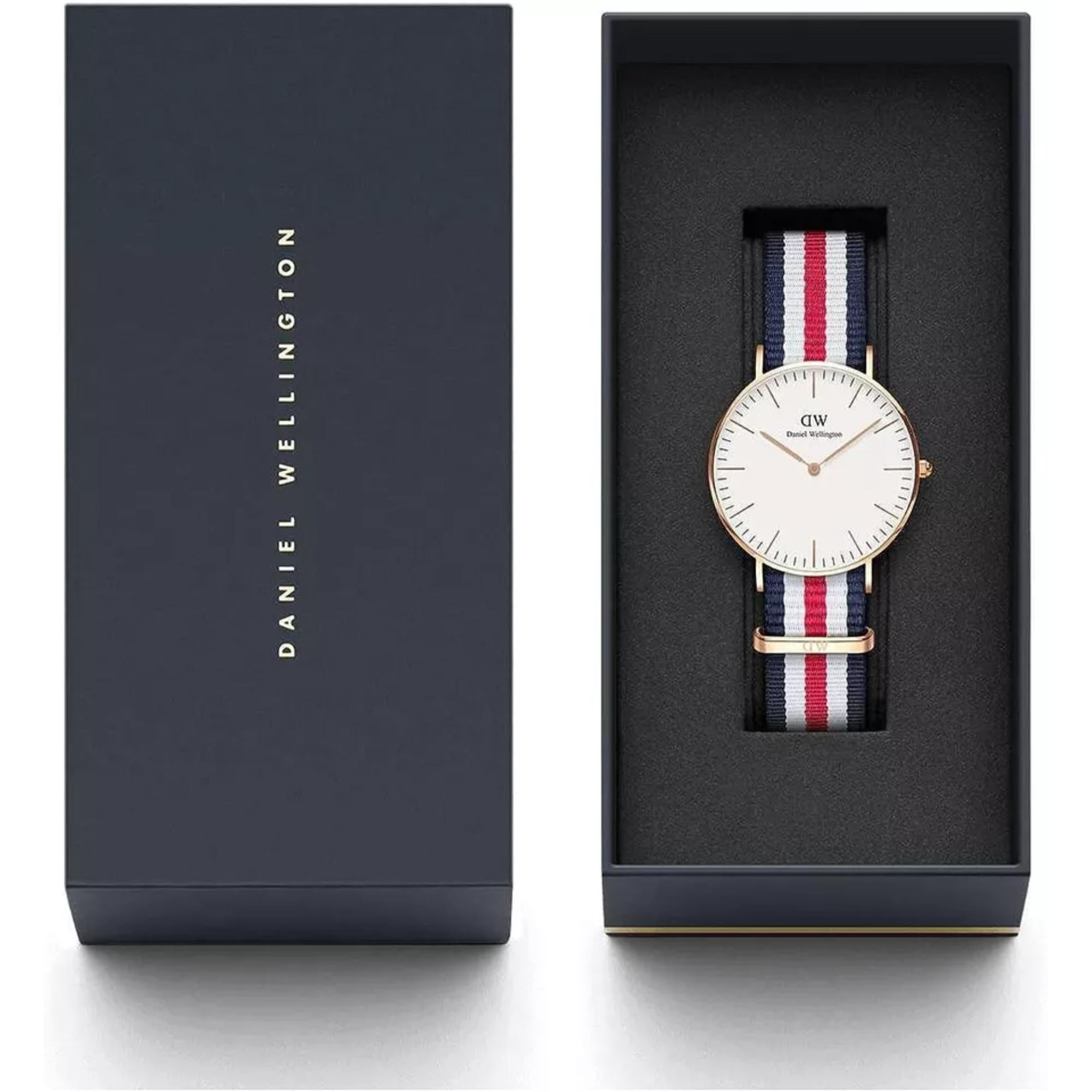 Daniel Wellington Classic 36mm White Dial Fabric Mens Quartz Watch DW00100030