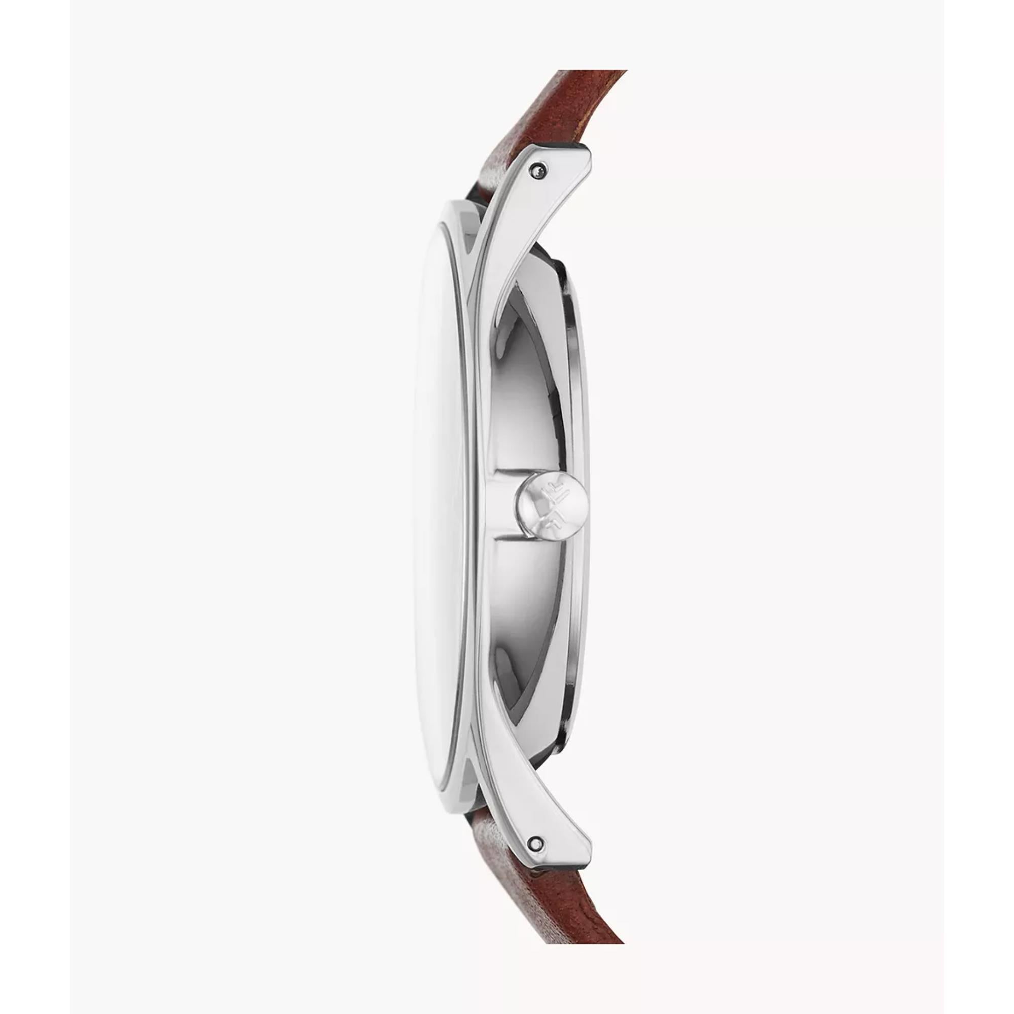Skagen Holst Multifunktion Mittelbraunes Lederarmband Graues Zifferblatt Herrenarmbanduhr SKW6086