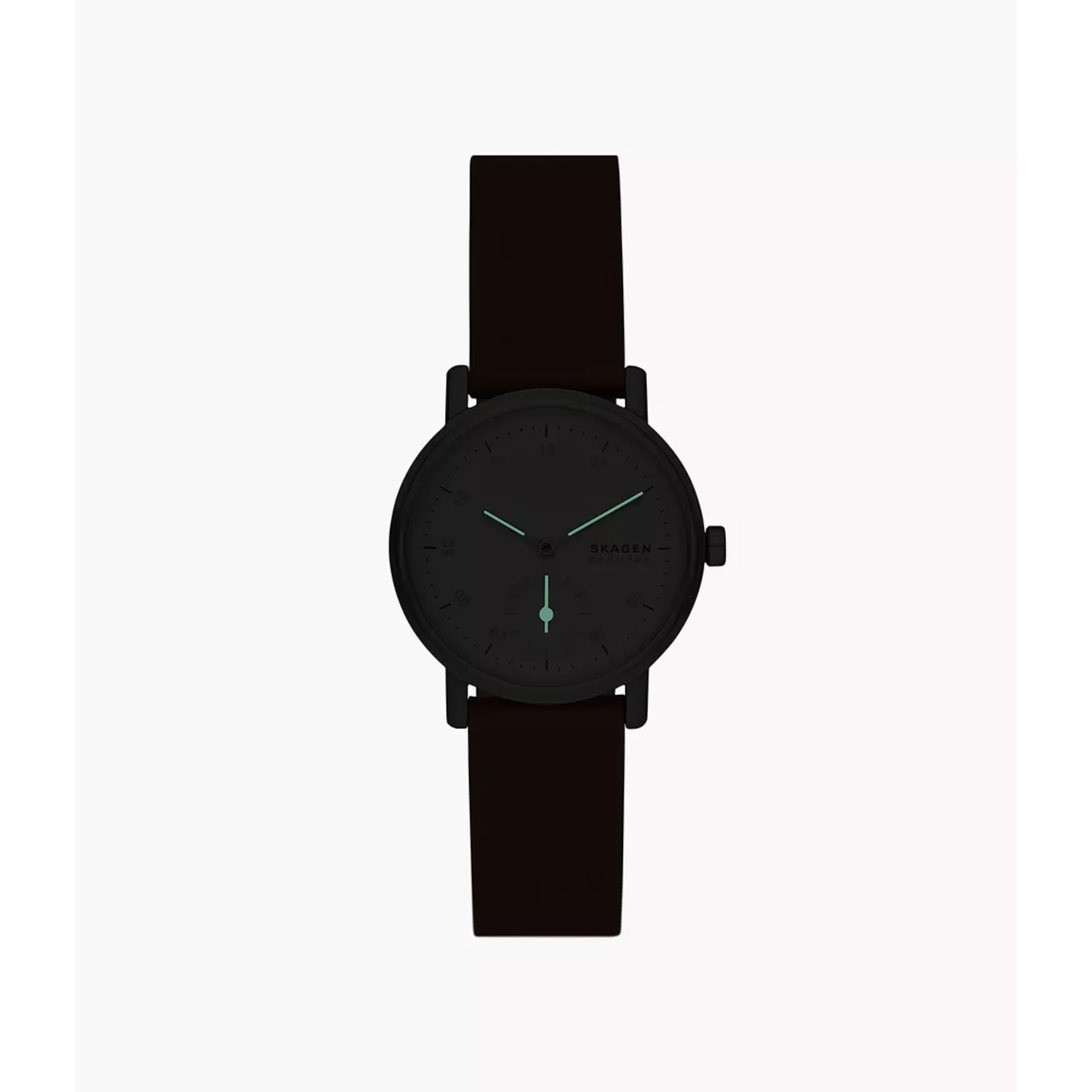 Skagen Kuppel Lille Sub-Sekunde Braun Leder Weißes Zifferblatt Damenarmbanduhr SKW3103