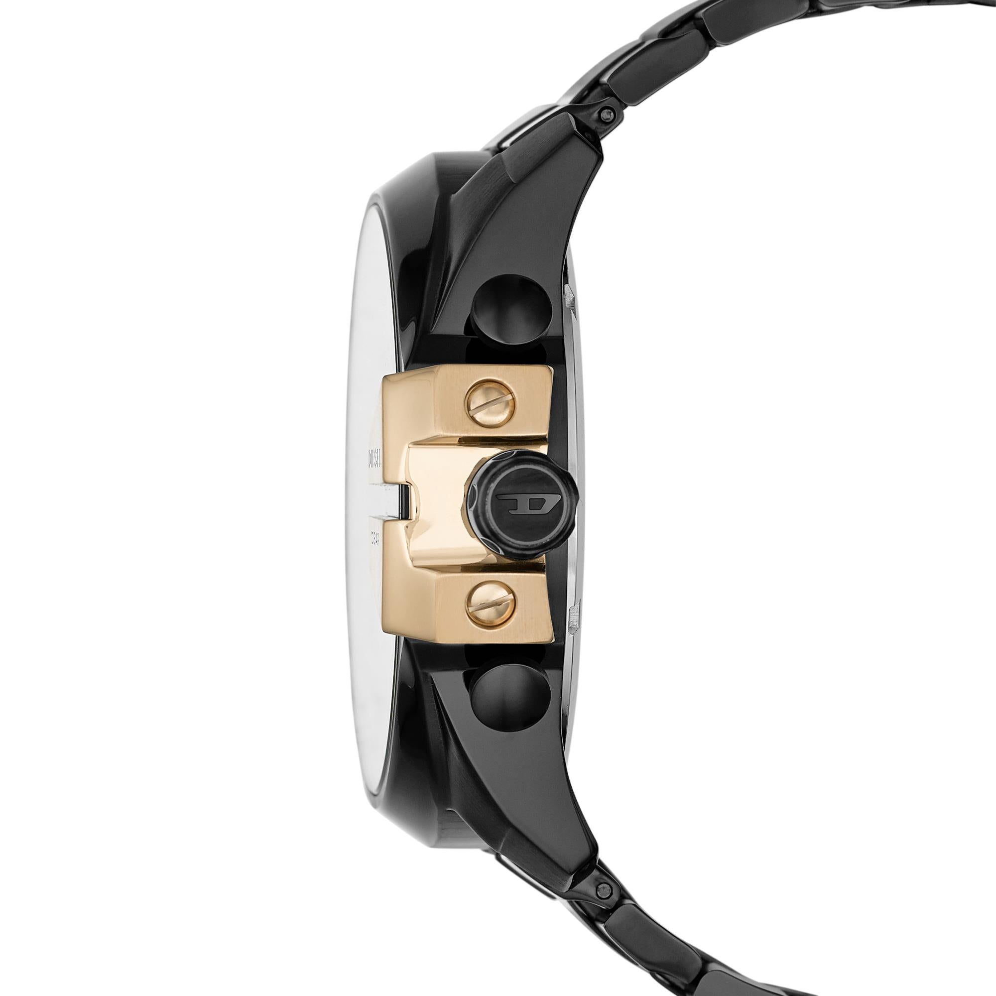 Diesel Mega Chief Black Dial Steel Strap Men’s Watch DZ4338