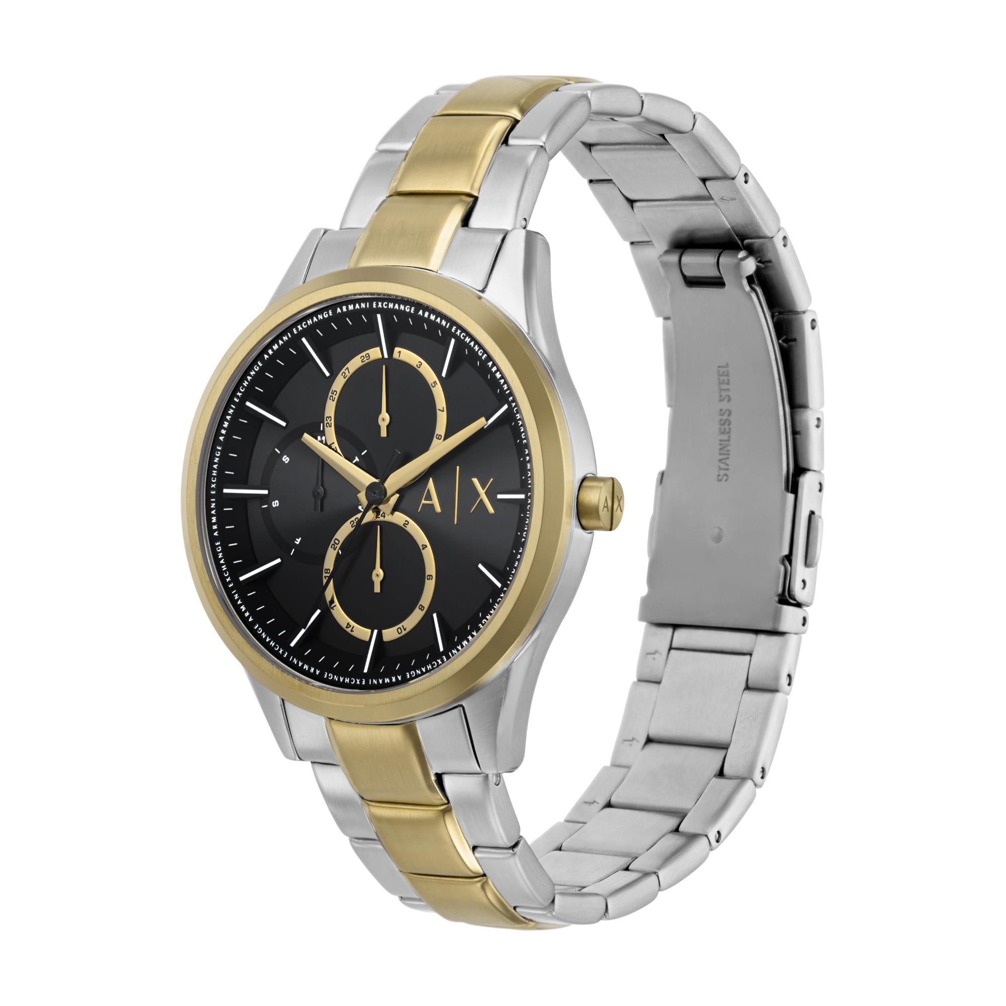 Armani Exchange Dante 42mm Chronograph Schwarz Zifferblatt Stahl Herren Quarz Uhr AX1865