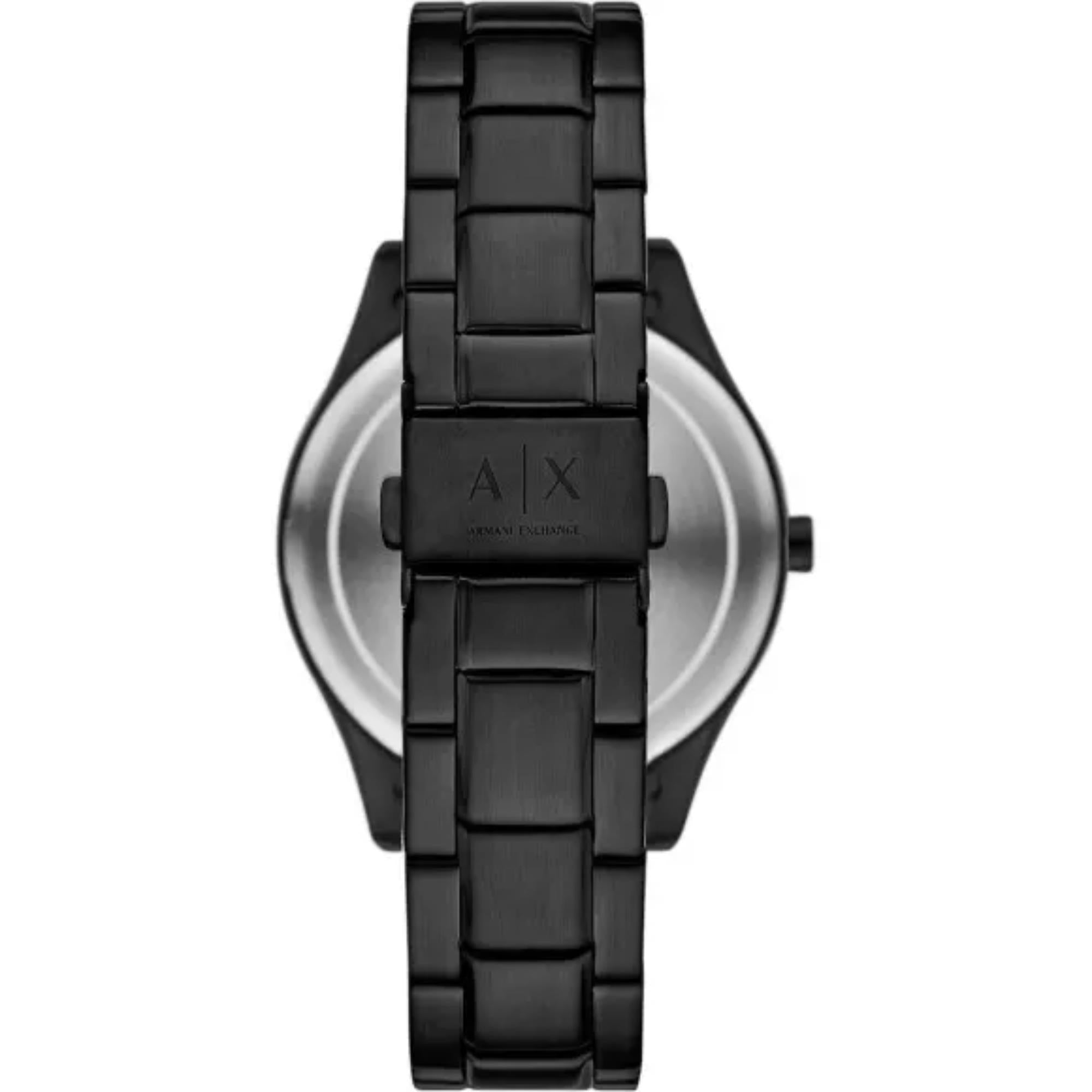 Armani Exchange Dante 42mm Chronograph Black Dial Steel Strap Mens Quartz Watch AX7160SET