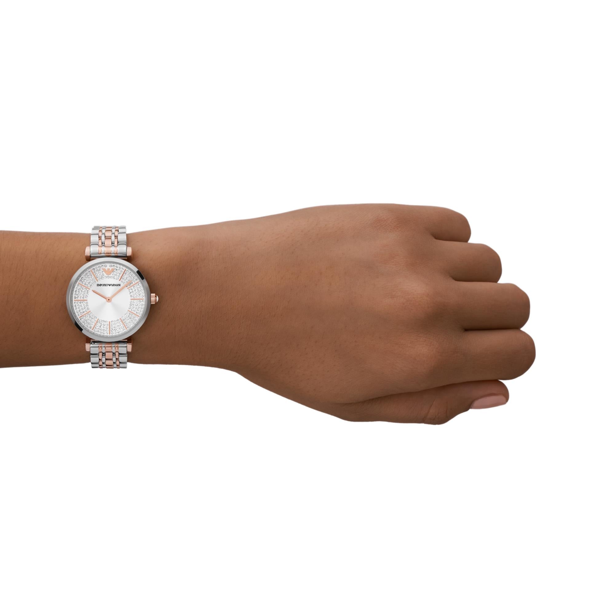 Emporio Armani Two-Tone Silver Dial Women's Watch AR11537