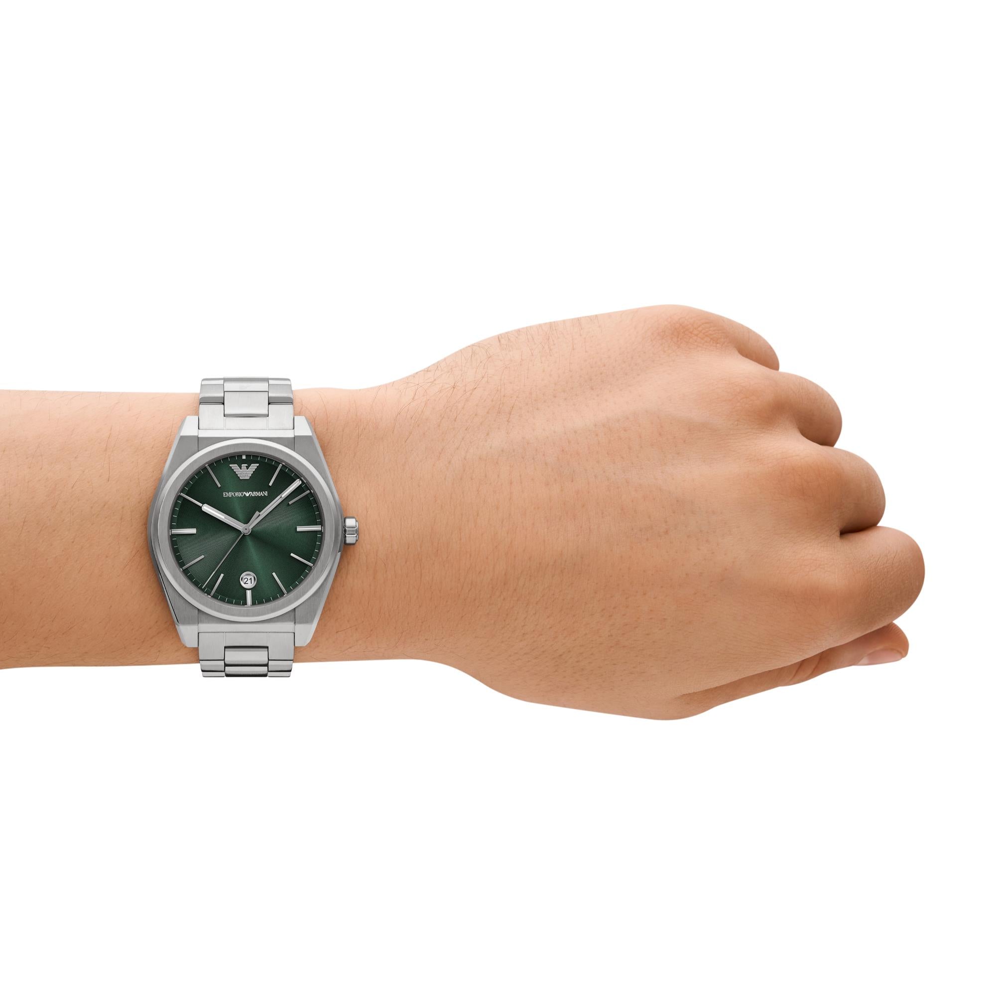 Emporio Armani Federico 41mm Grün Zifferblatt Stahl Herren Quarz Uhr AR11621