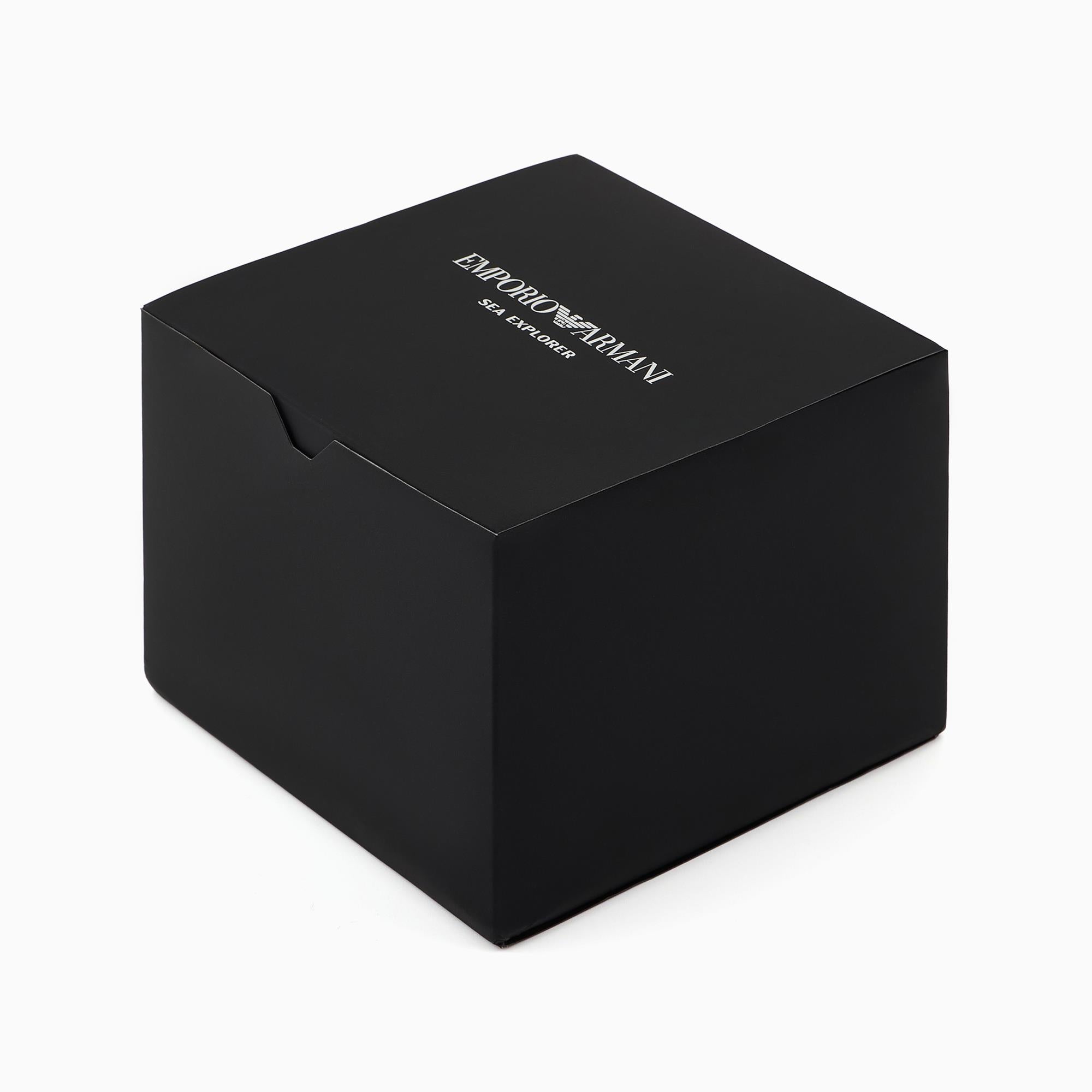 Black Emporio Armani box on a white background