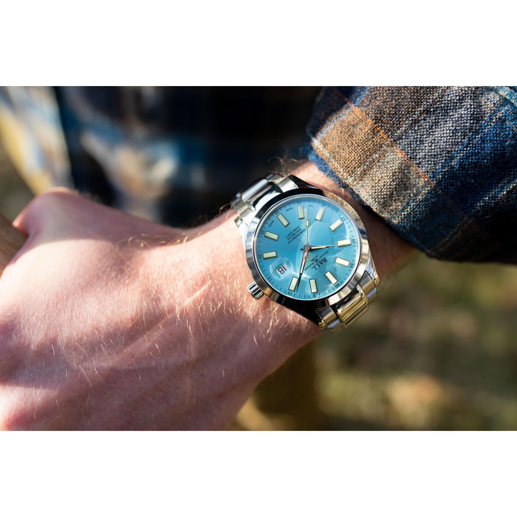 BALL Engineer III Marvelight Chronometer Eisblaues Zifferblatt Edelstahl Herren Uhr NM9026C-S6CJ-IBE