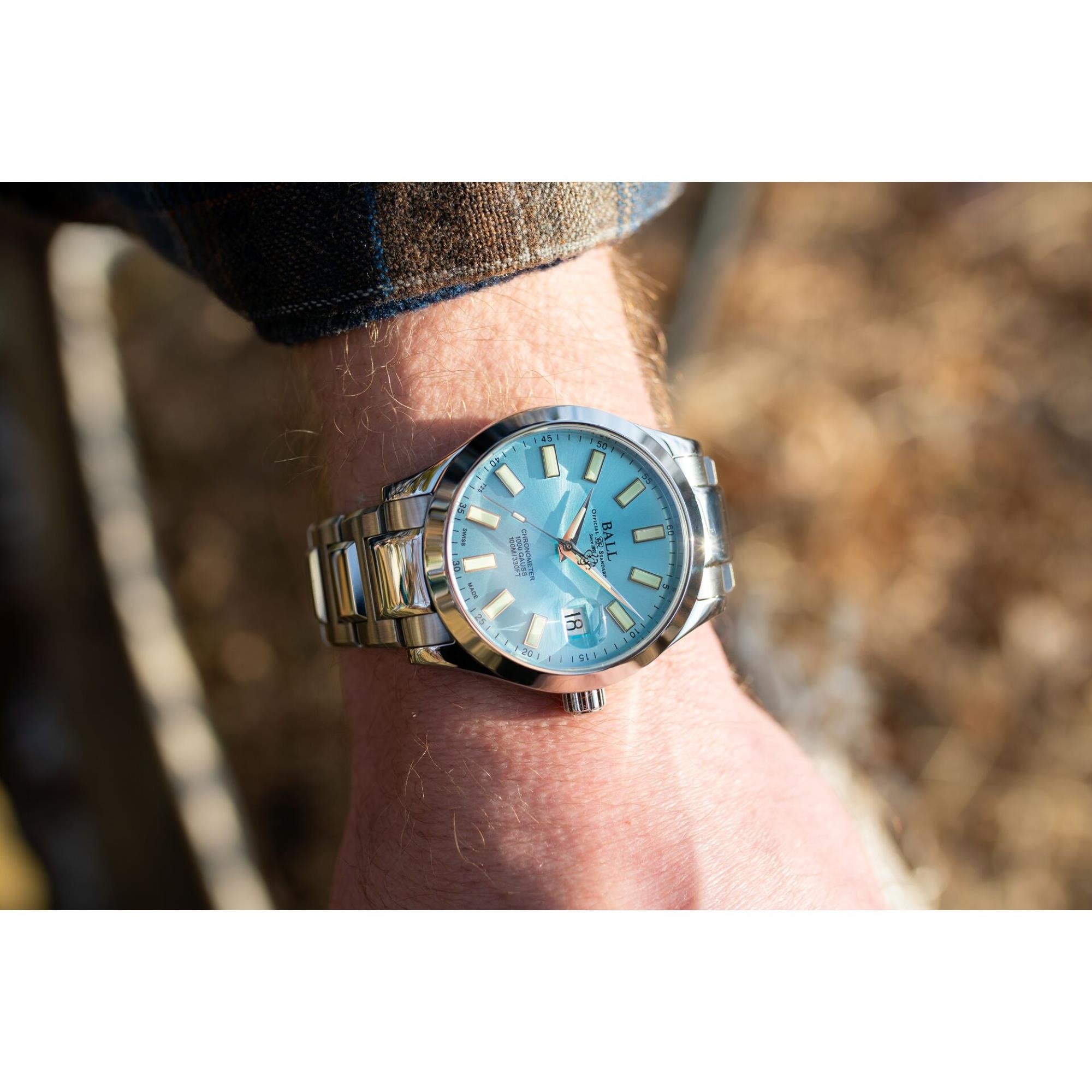 BALL Engineer III Marvelight Chronometer Eisblaues Zifferblatt Edelstahl Herren Uhr NM9026C-S6CJ-IBE