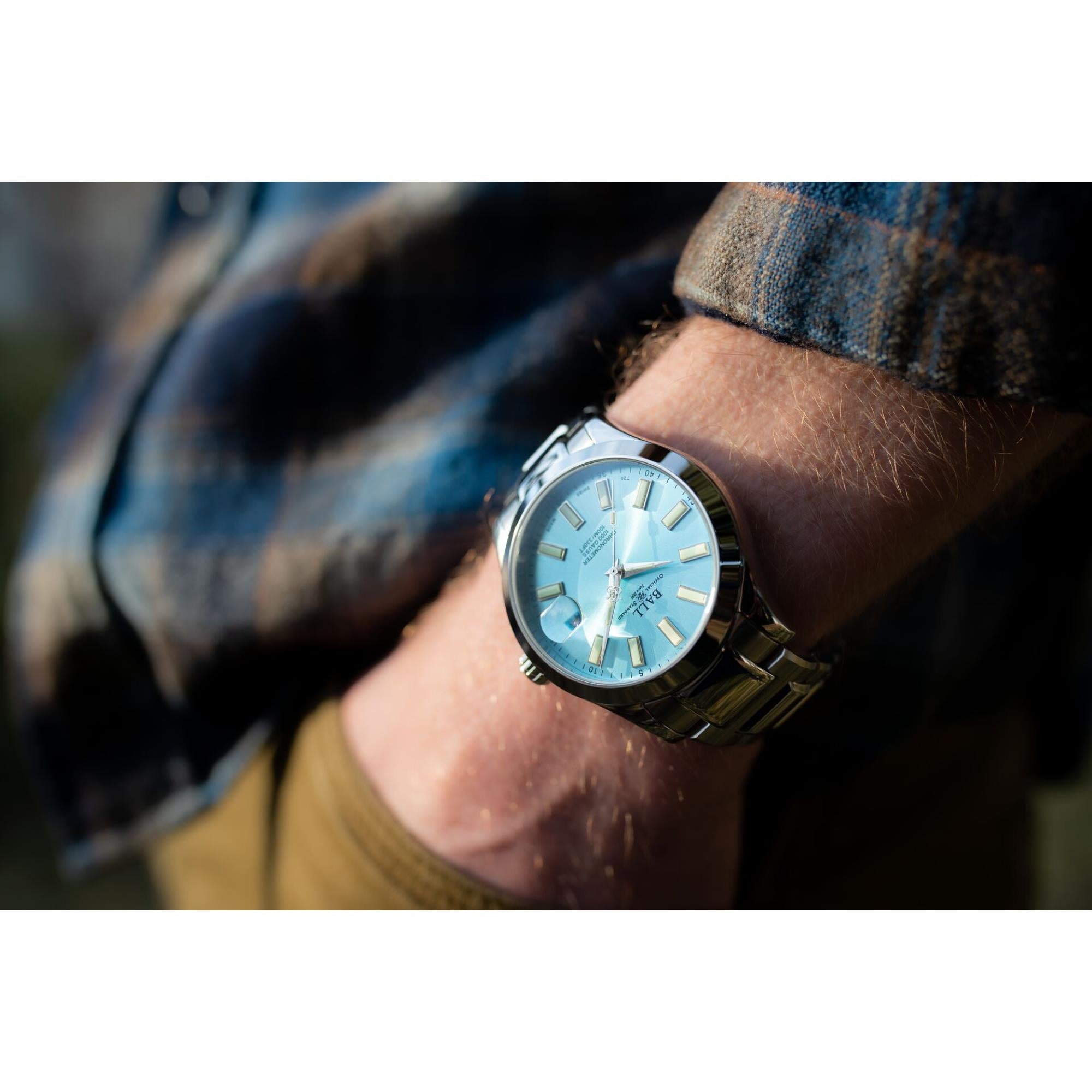 BALL Engineer III Marvelight Chronometer Eisblaues Zifferblatt Edelstahl Herren Uhr NM9026C-S6CJ-IBE