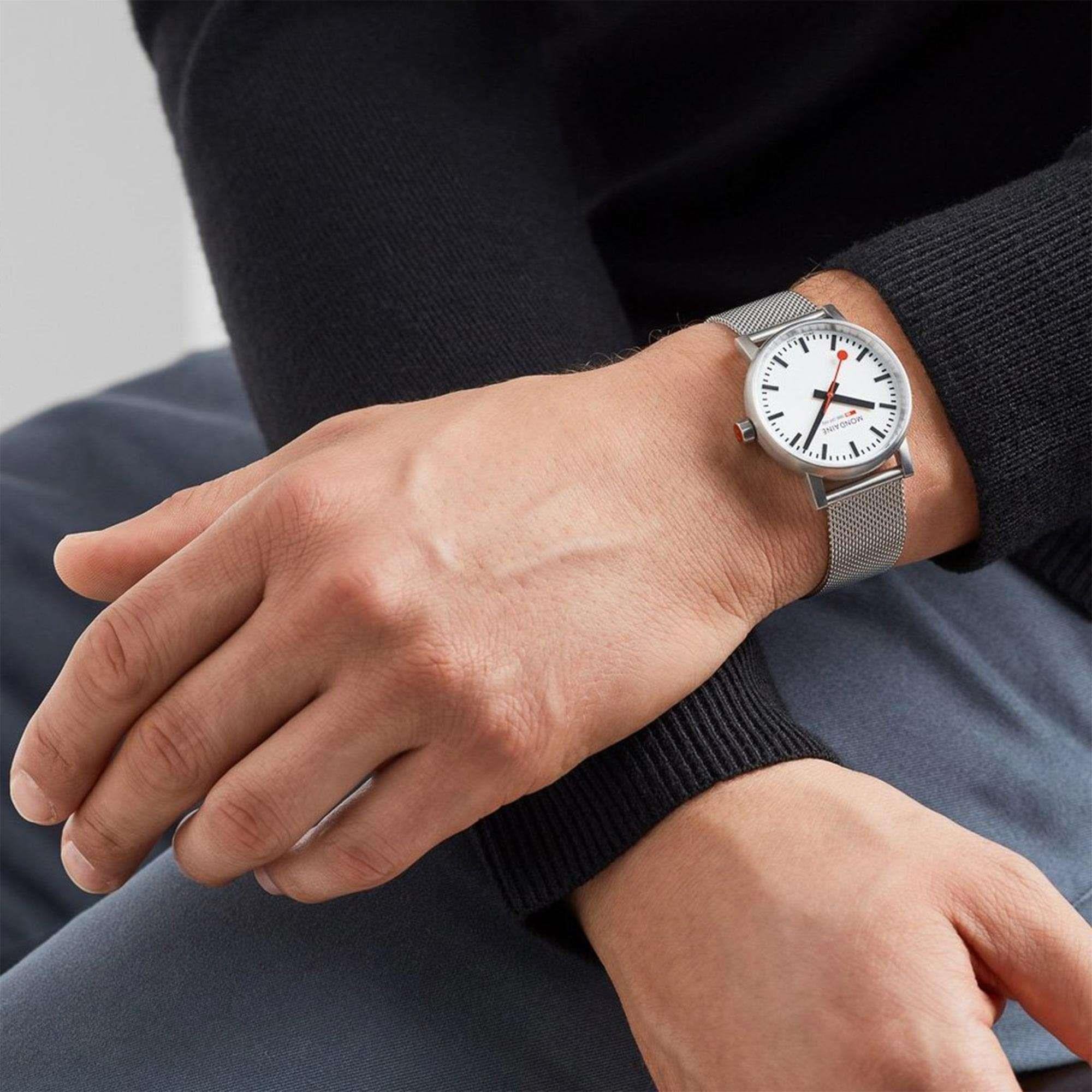 Mondaine Evo2 Quartz White Dial Steel Strap Watch MSE.35110.SM