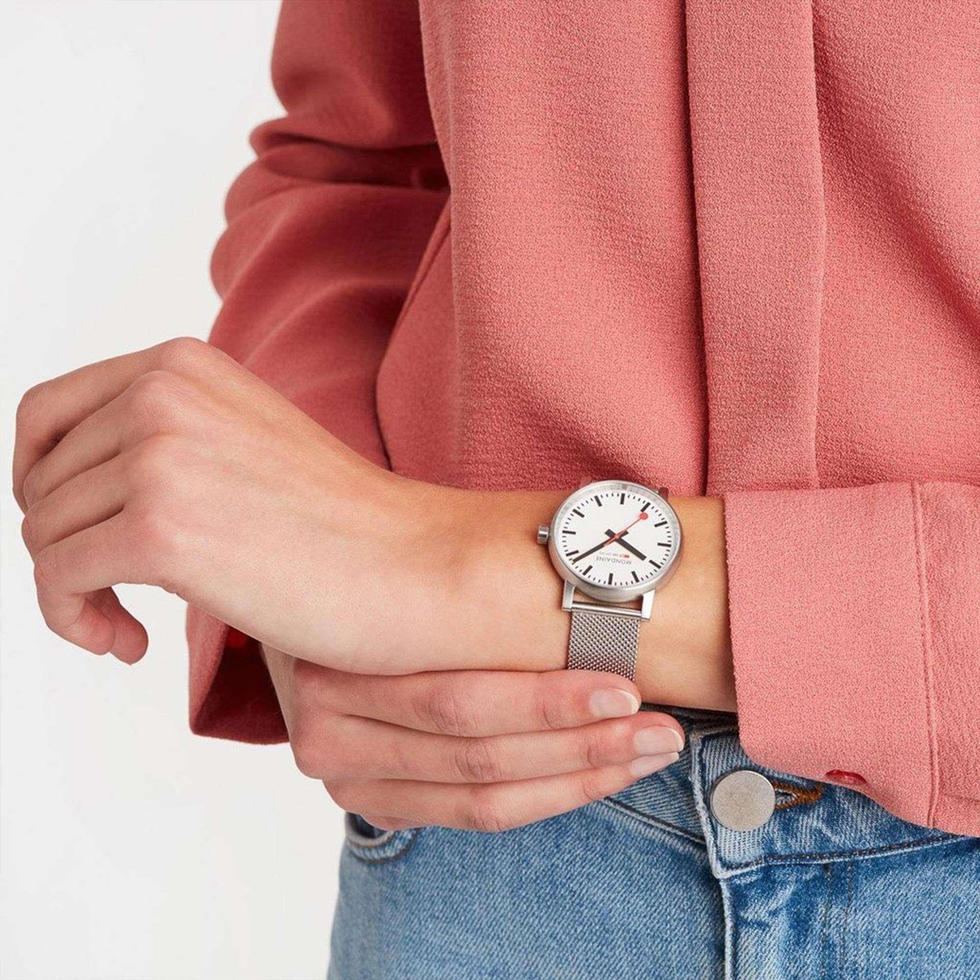 Mondaine Evo2 Quartz White Dial Steel Strap Watch MSE.35110.SM