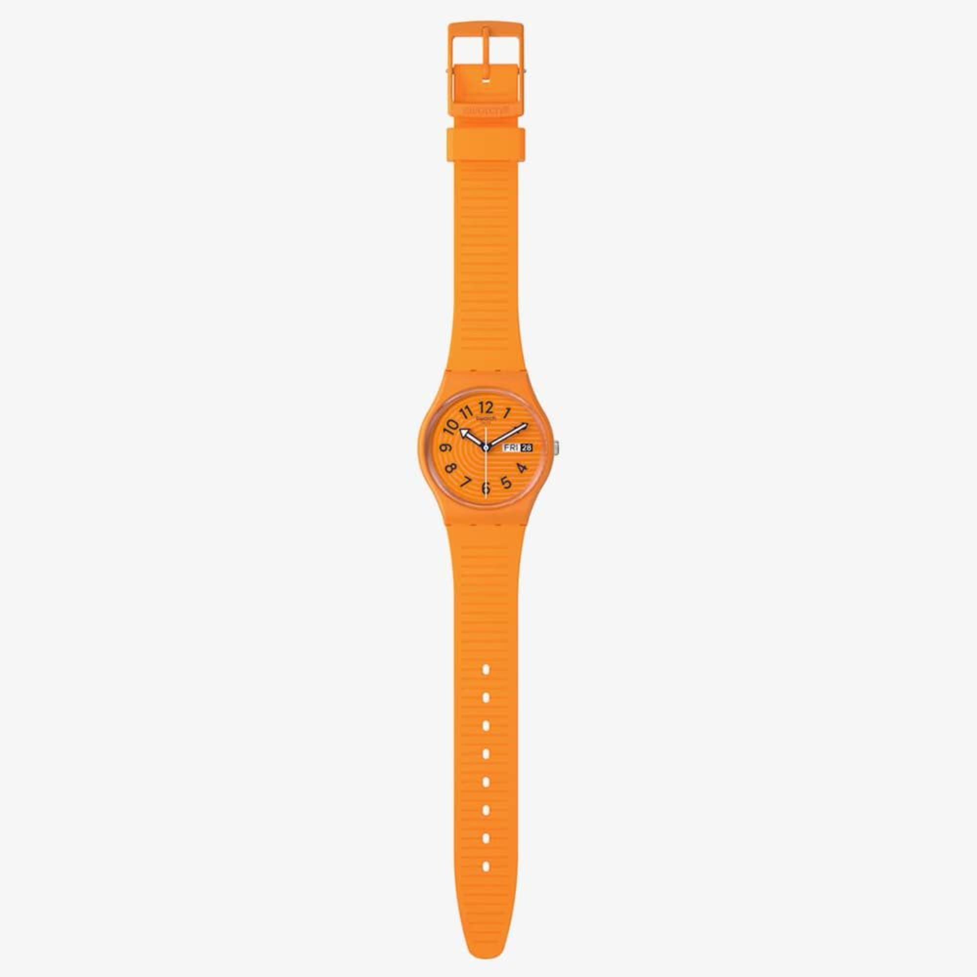 Swatch Trendy Lines In Siena Oranges Zifferblatt Silikonarmband Uhr SO28O703
