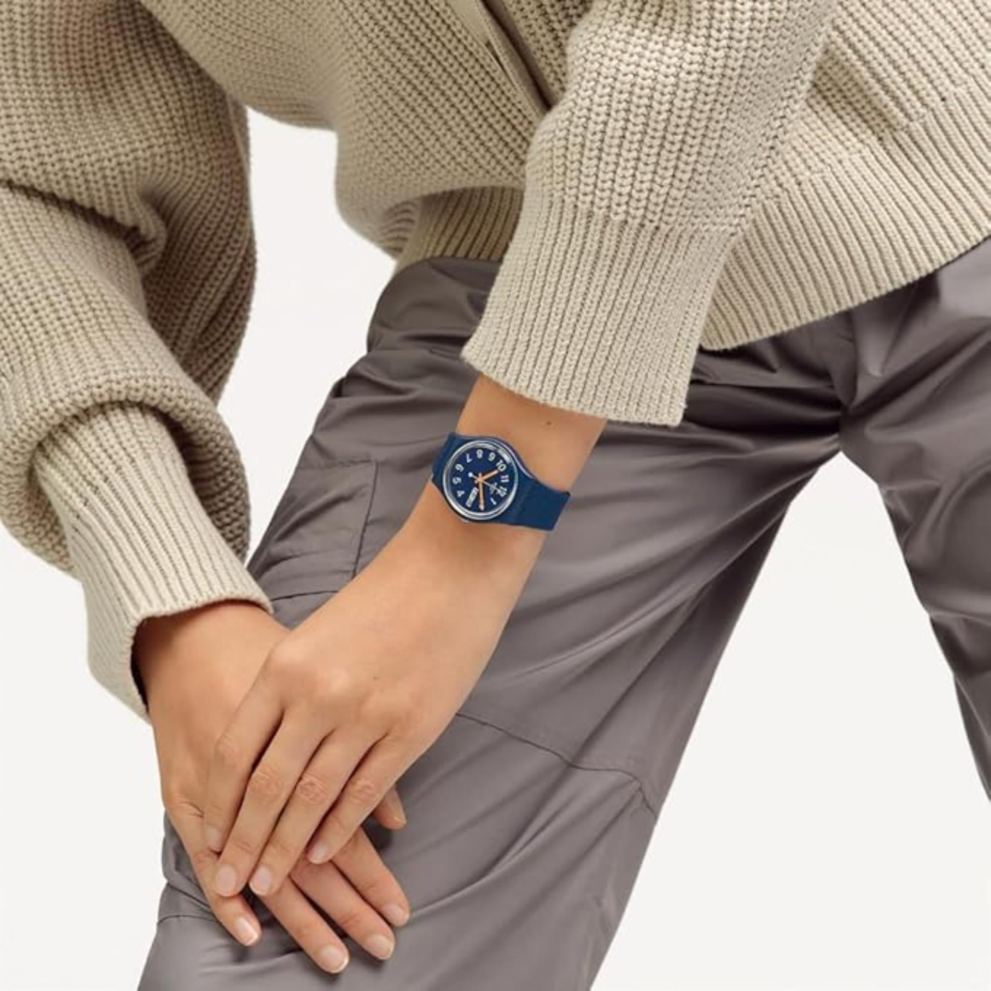 Swatch Trendy Lines At Night Blue Dial Silicone Watch Design SO28I700