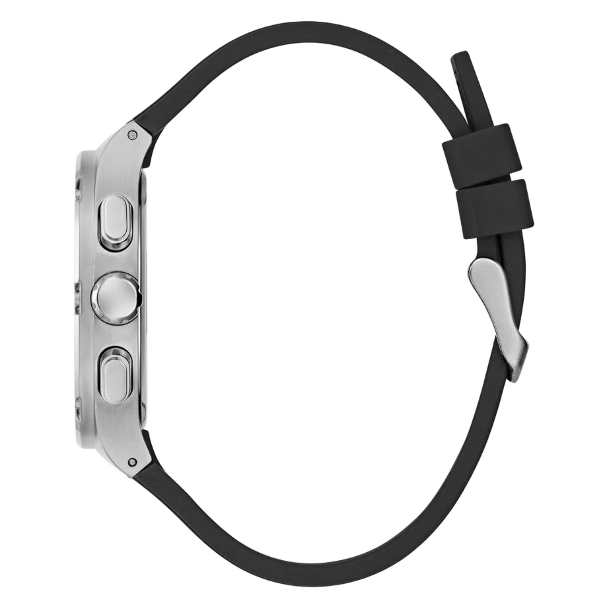 Guess Herren Texturiertes schwarzes Zifferblatt schwarze Silikonarmband Uhr GW0571G1
