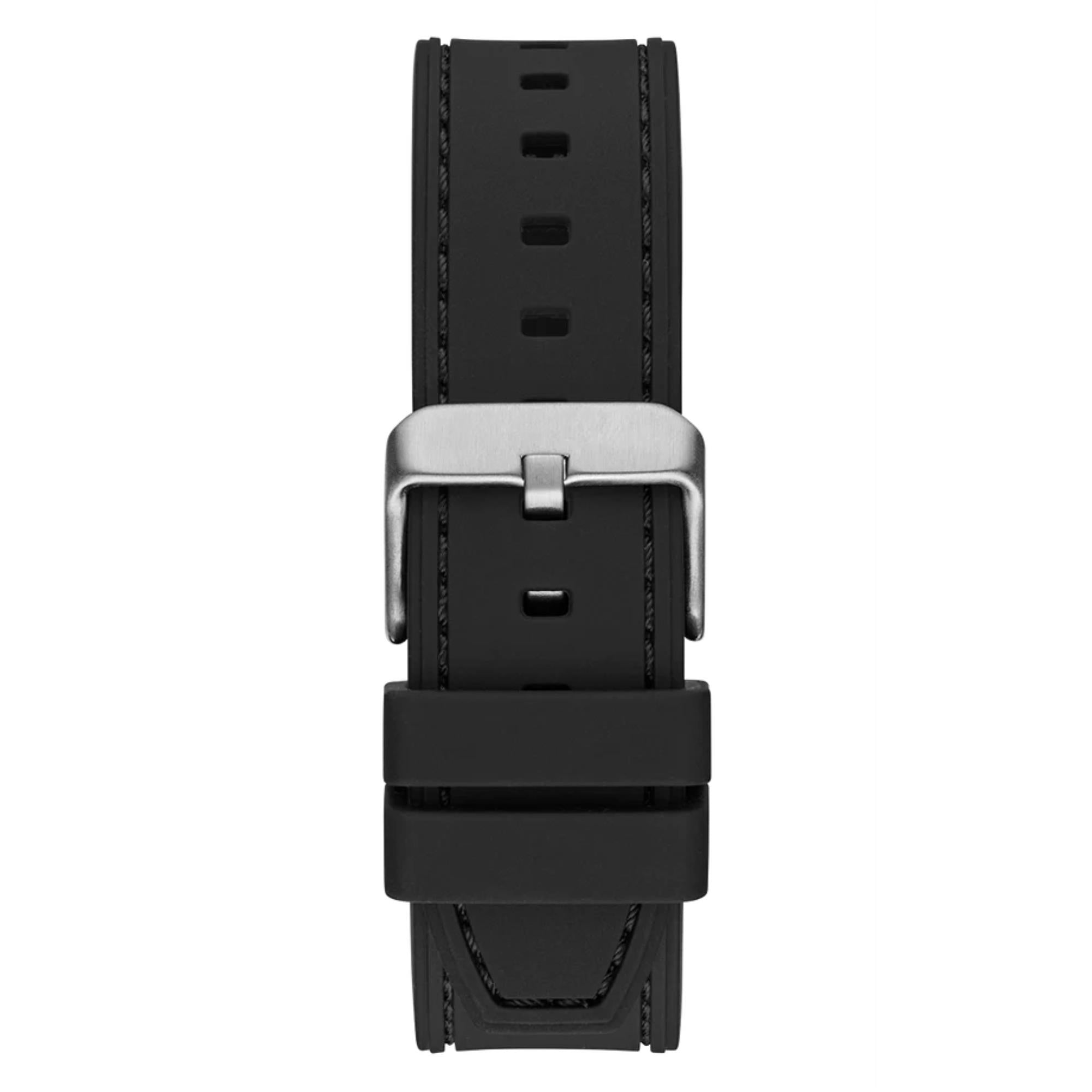Guess Herren Texturiertes schwarzes Zifferblatt schwarze Silikonarmband Uhr GW0571G1