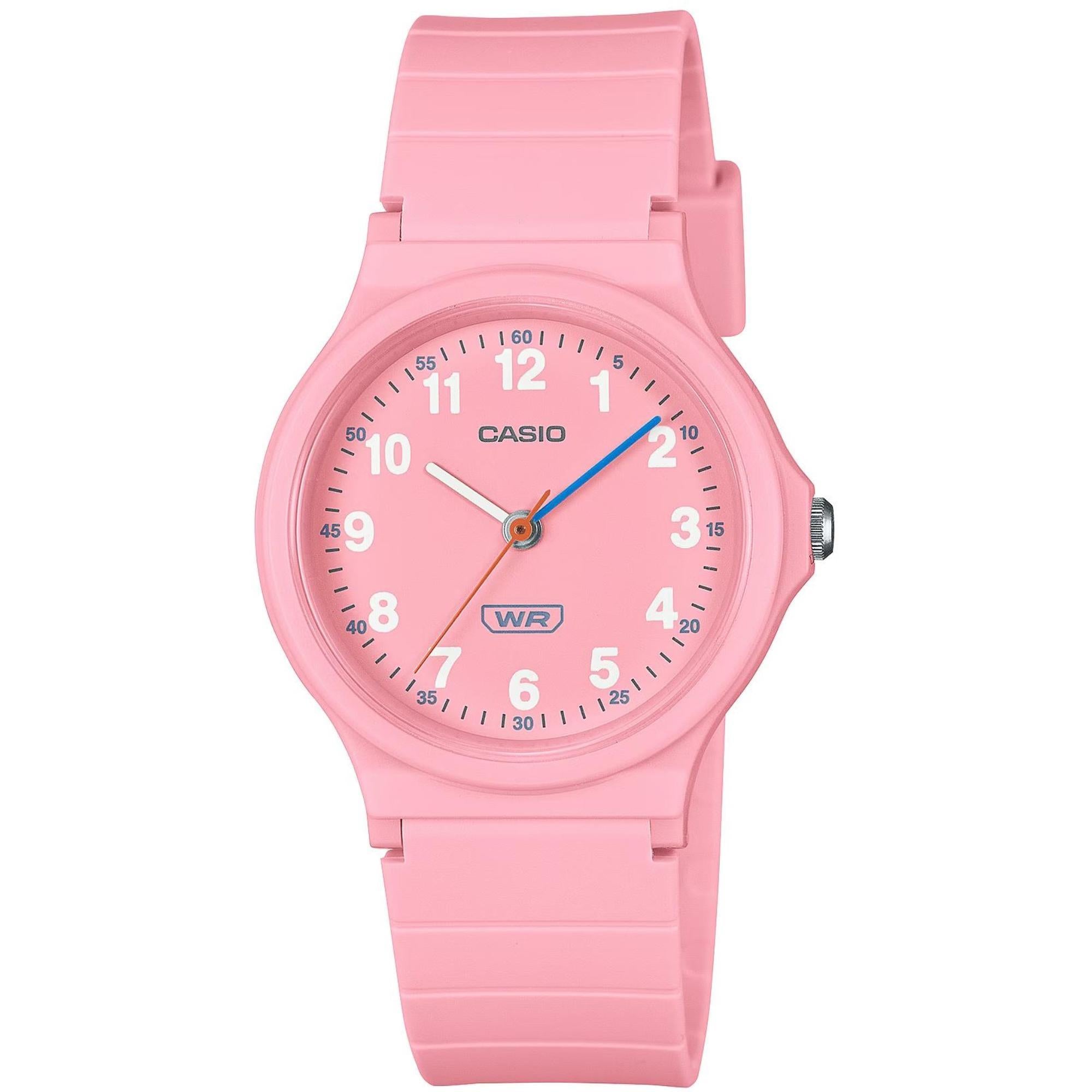 Casio Zeitlos Klassisch Analog Pinkes Zifferblatt Harz Armband Uhr LQ-24B-4BEF