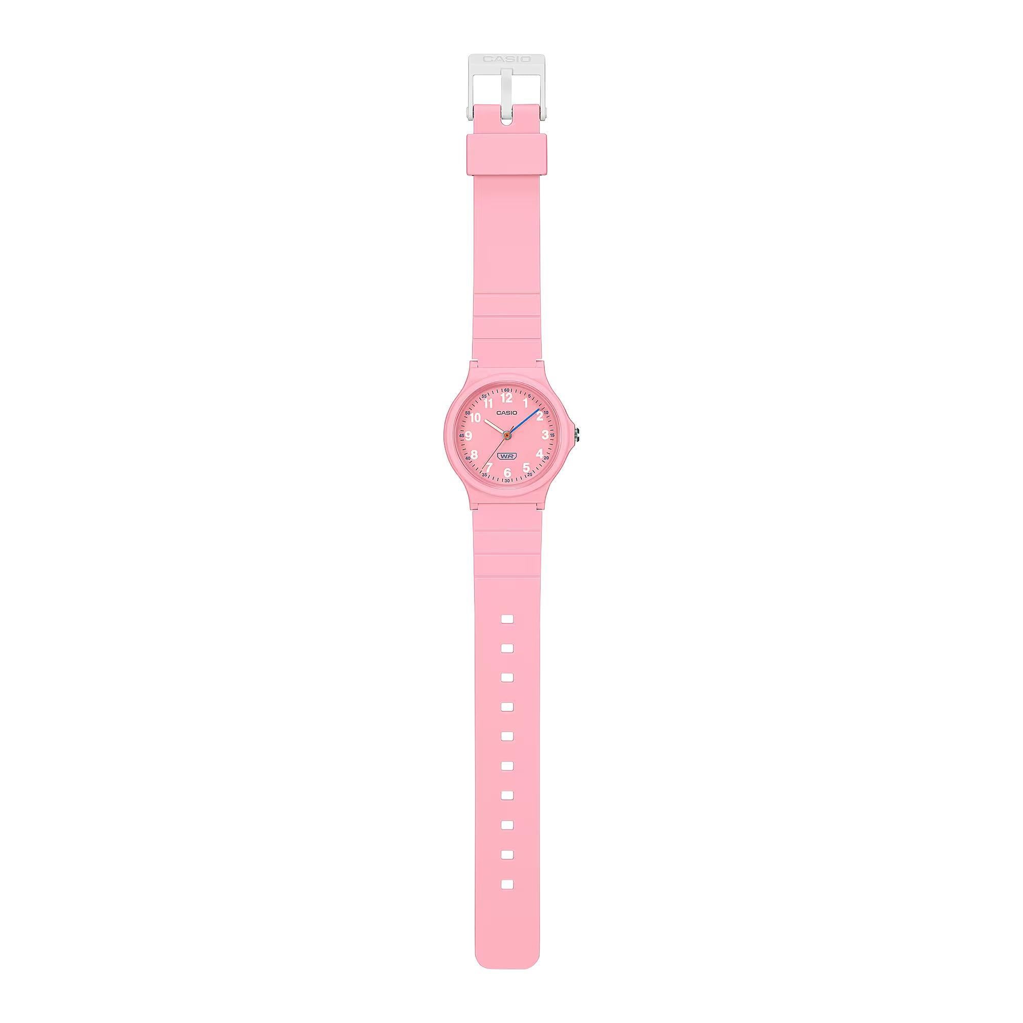 Casio Zeitlos Klassisch Analog Pinkes Zifferblatt Harz Armband Uhr LQ-24B-4BEF