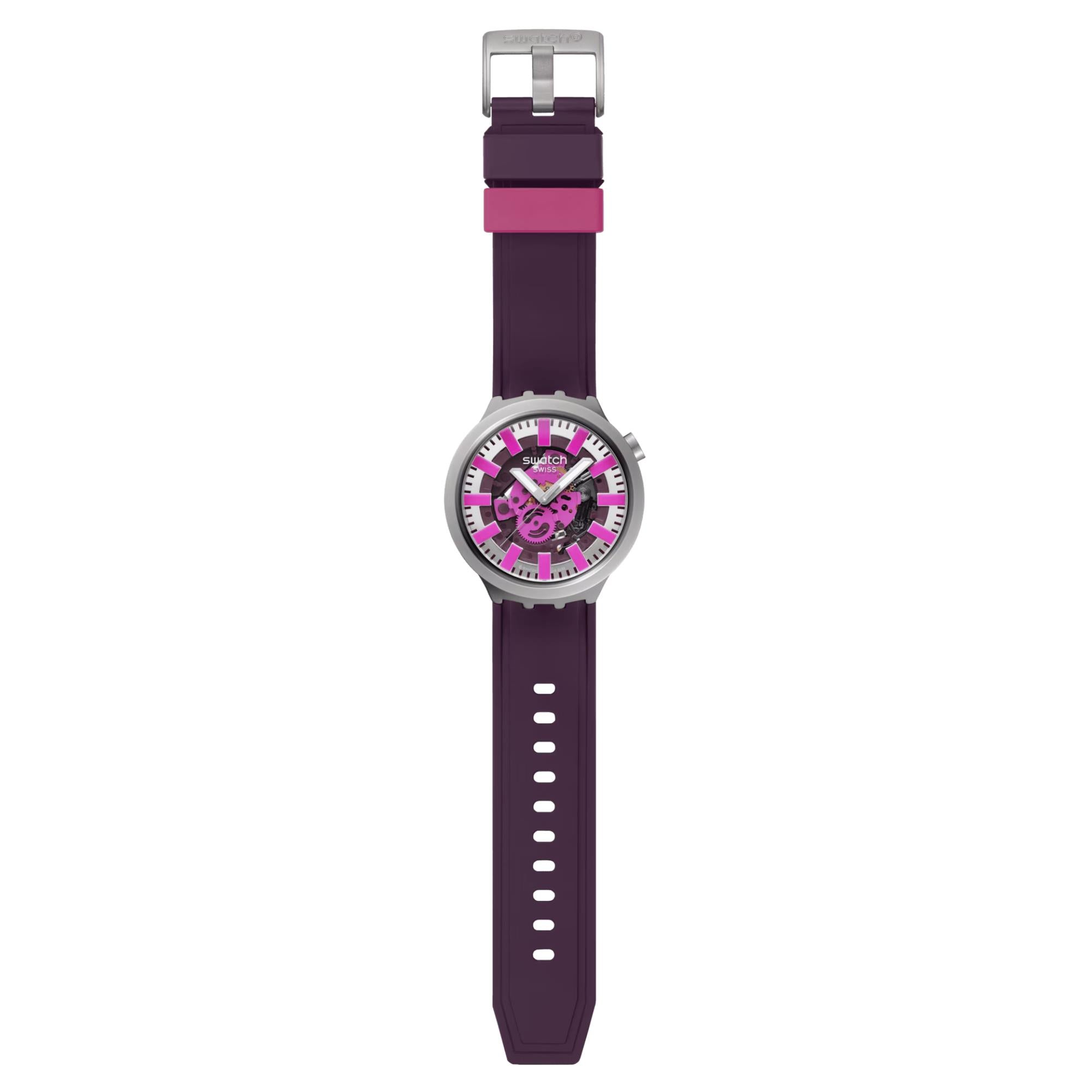 Swatch Audacious Acai Grey Dial Rubber Watch SB07S120