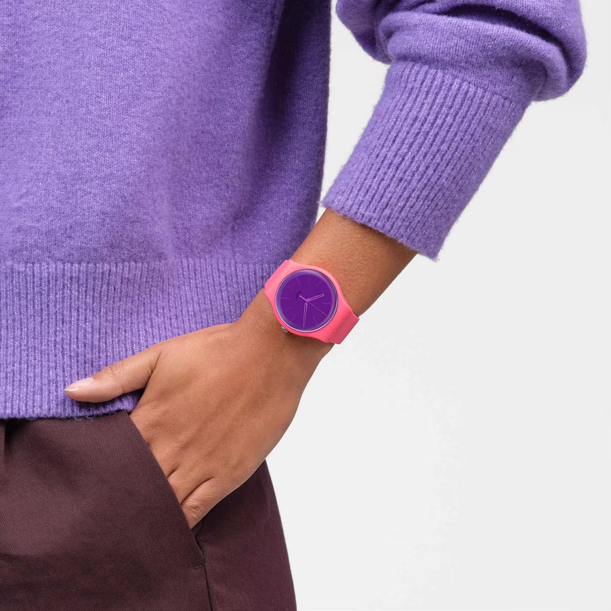 Swatch Berry Harmonious Purple Dial Silicone Watch SO29P102