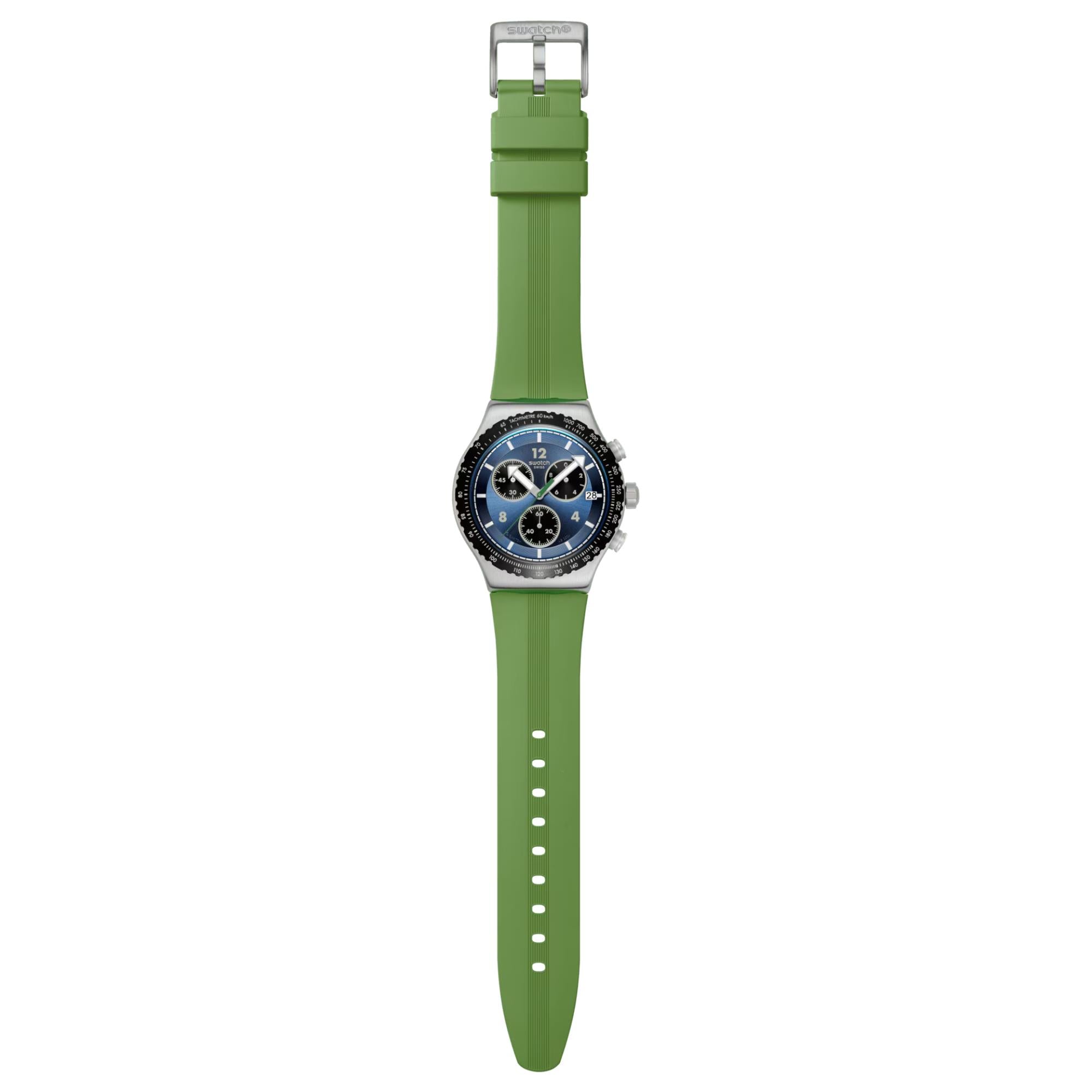 Swatch Dusk Thru The Leaves Blue Dial Silicone Watch YVS531