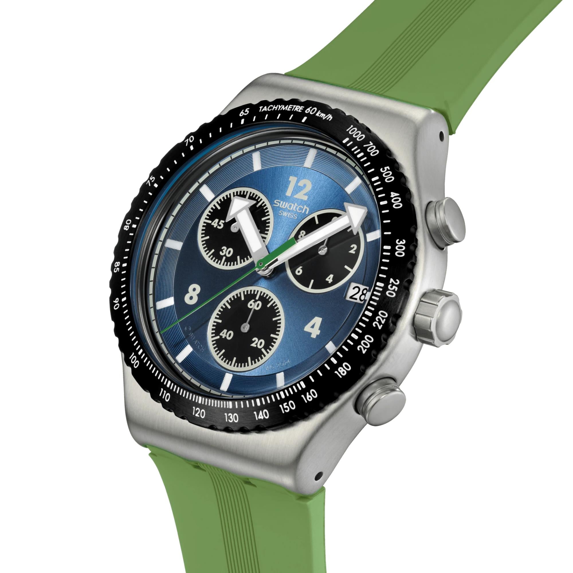 Swatch Dusk Thru The Leaves Blue Dial Silicone Watch YVS531
