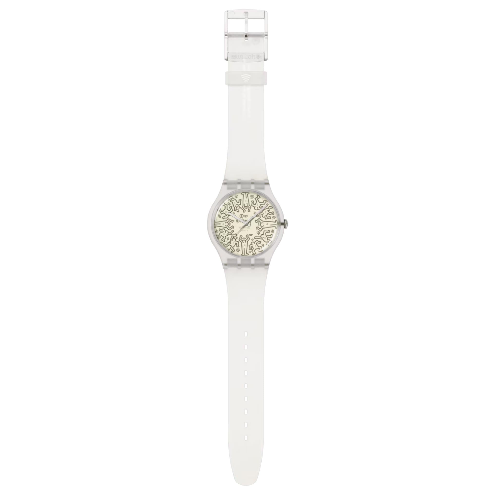 Swatch From The Archive Pay! Beiges Zifferblatt Silikon Armband Uhr SO29Z146-5300
