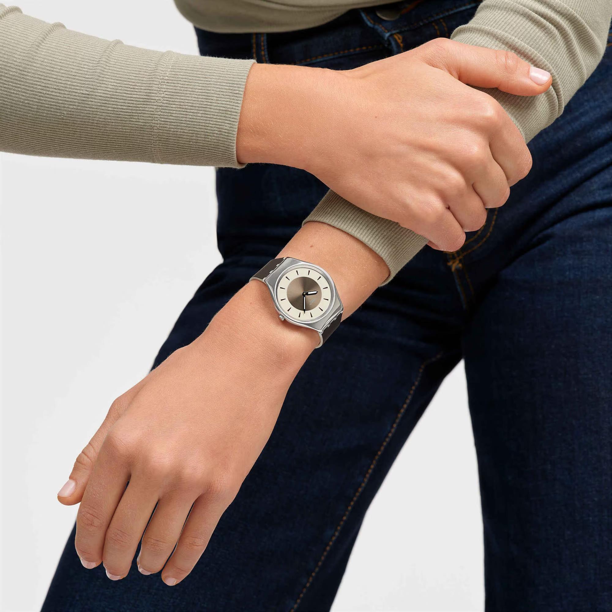 Swatch Hazel Delight Bronze Dial Silicone Watch SYXS158
