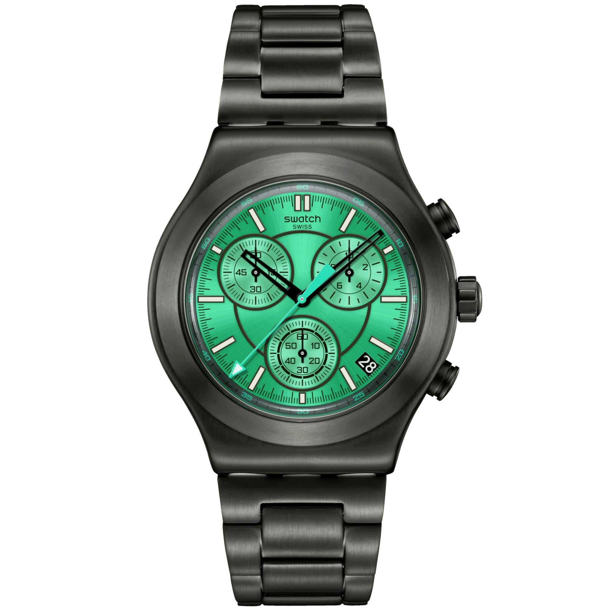 Swatch Obsessively Obsidian Green Dial Watch YVM407G