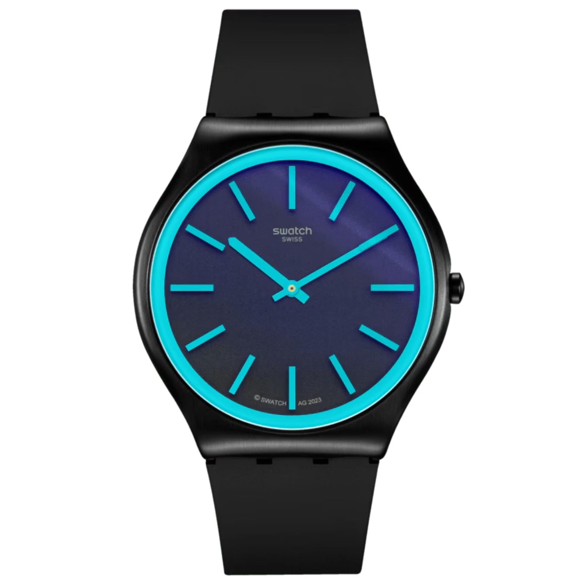 Swatch Obsidian Shimmer Blaues Zifferblatt Uhr SS07B111