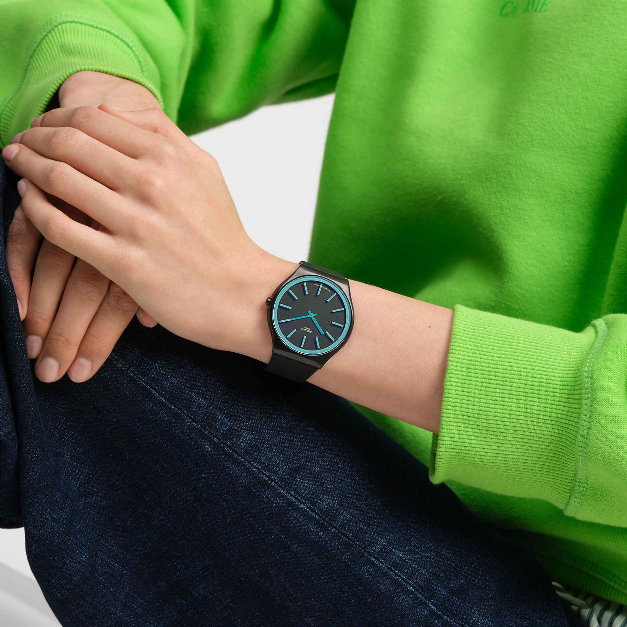 Swatch Obsidian Shimmer Blaues Zifferblatt Uhr SS07B111