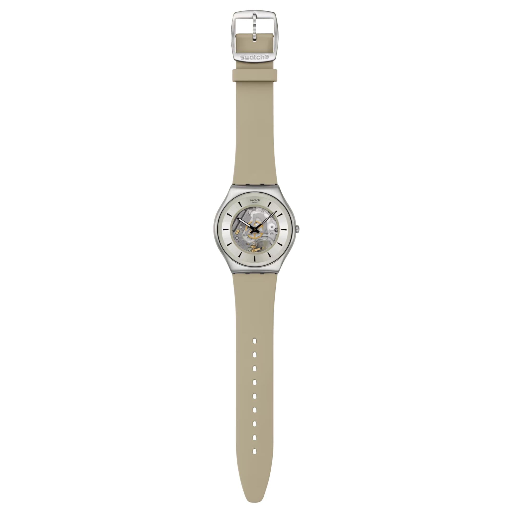 Swatch Quartzicle Grey Dial Silicone Strap Unisex Watch SS07S145