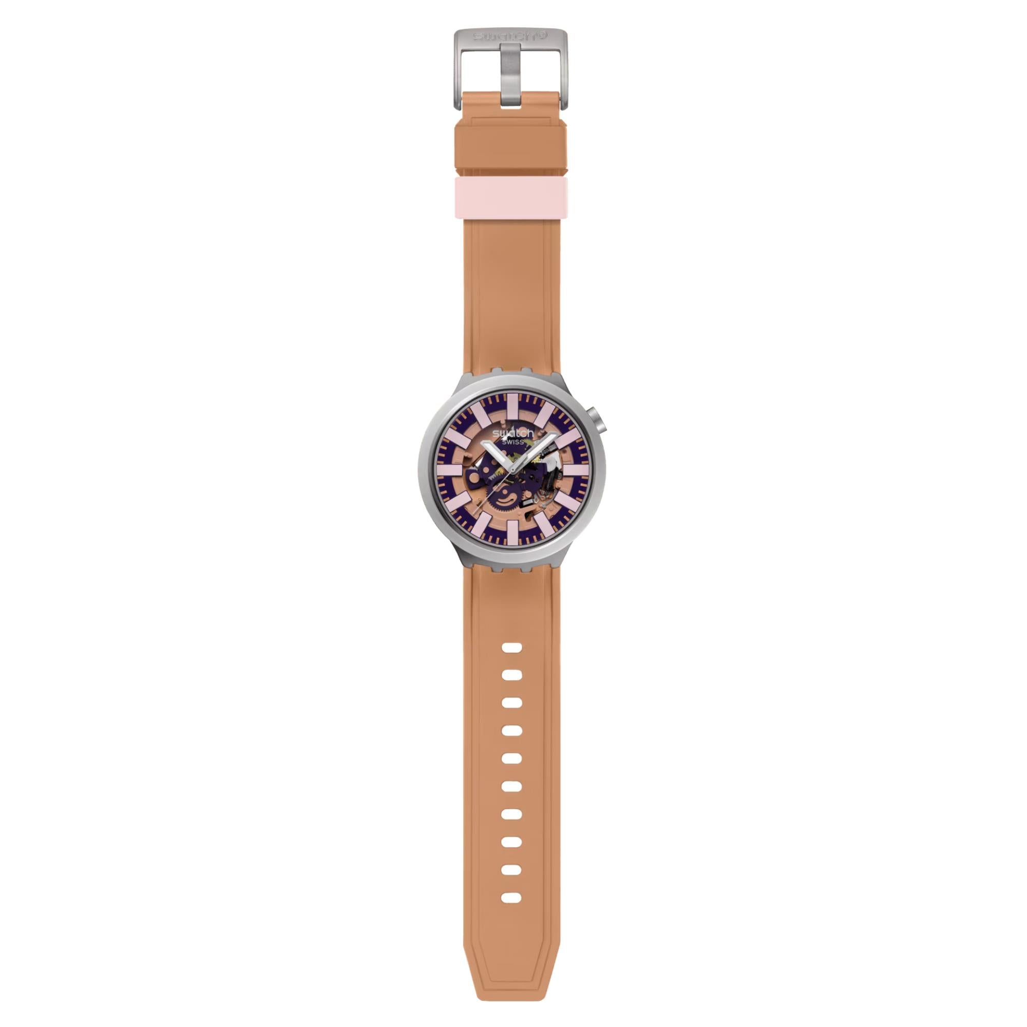 Swatch Terracotta Tide Pinkes Zifferblatt Uhr SB07S119