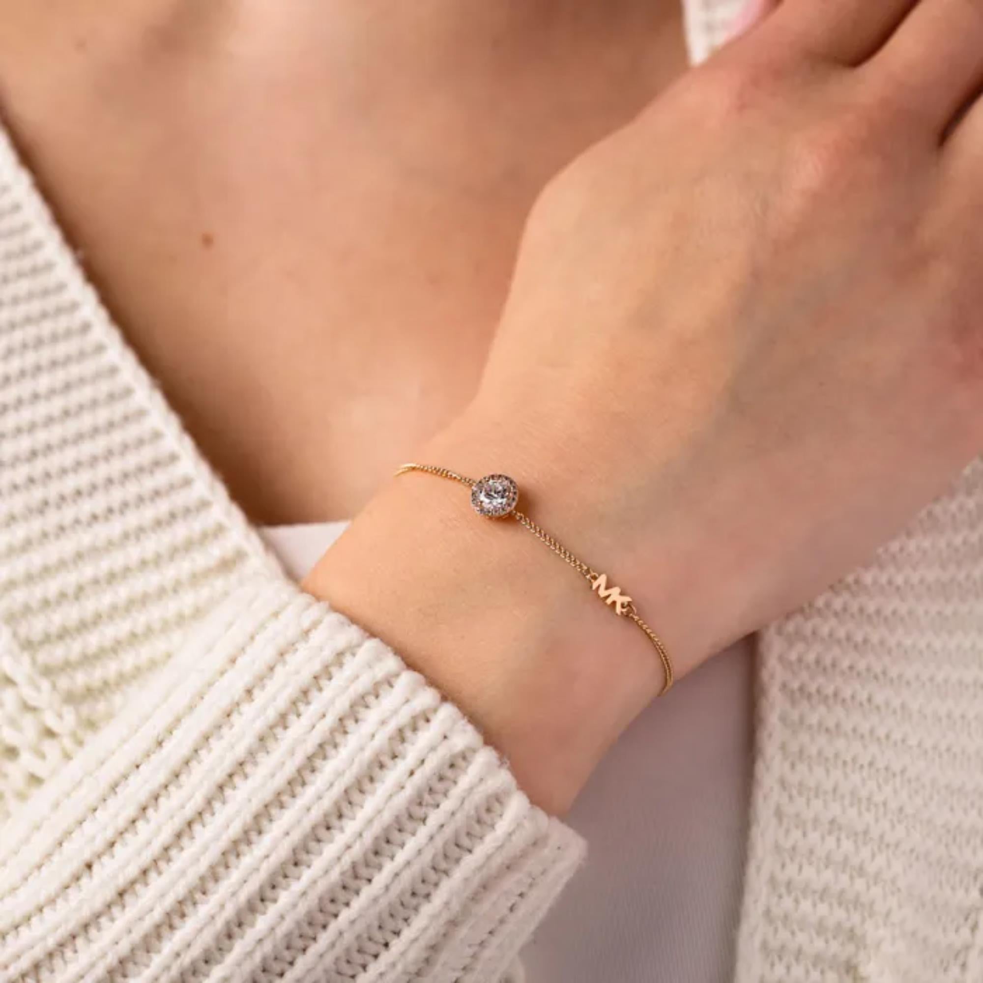 Michael Kors 14k rosévergoldetes Sterlingsilber Halo Slider Damenarmband MKC1206AN791